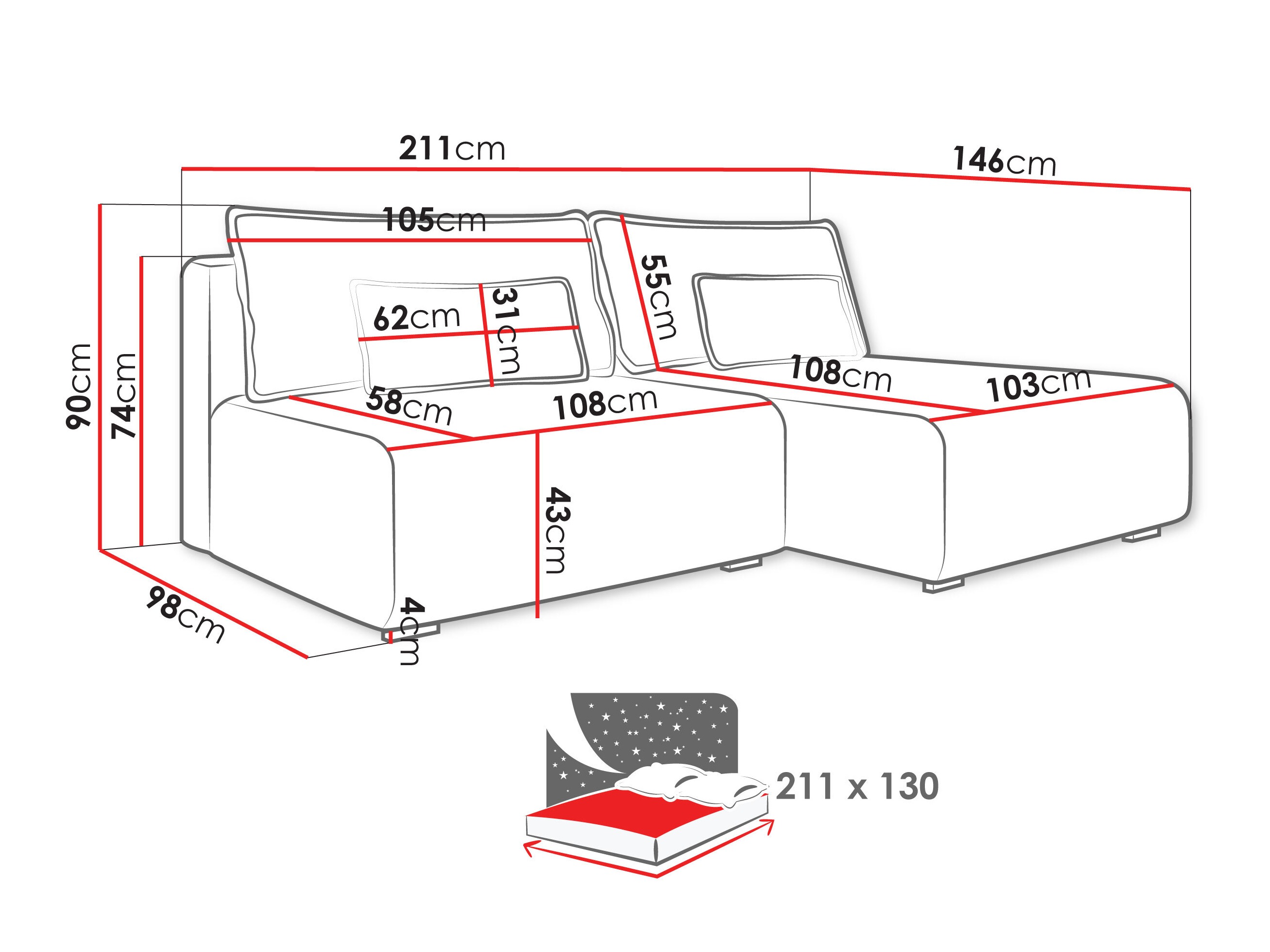 Corner sofa TrendyNest Fenestal (Tilia 01)