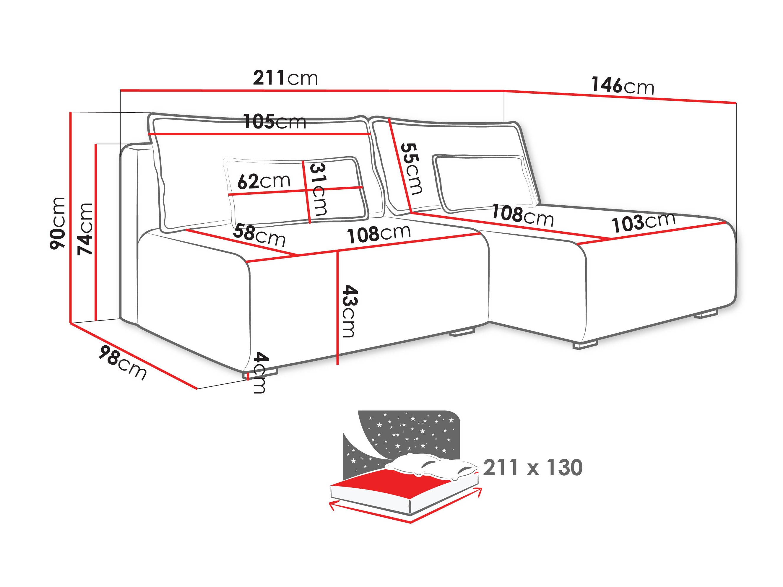 Corner sofa TrendyNest Fenestal (Tilia 100)