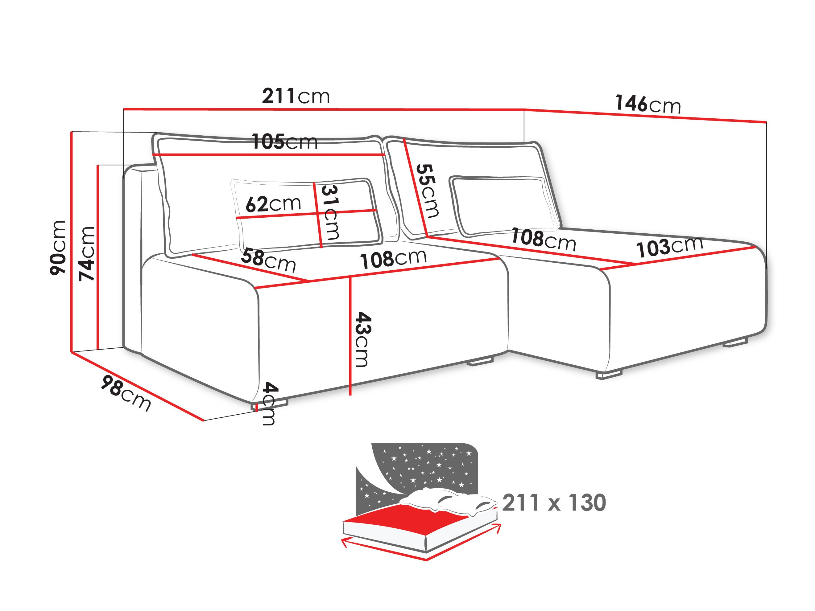 Corner sofa TrendyNest Fenestal (Tilia 11)