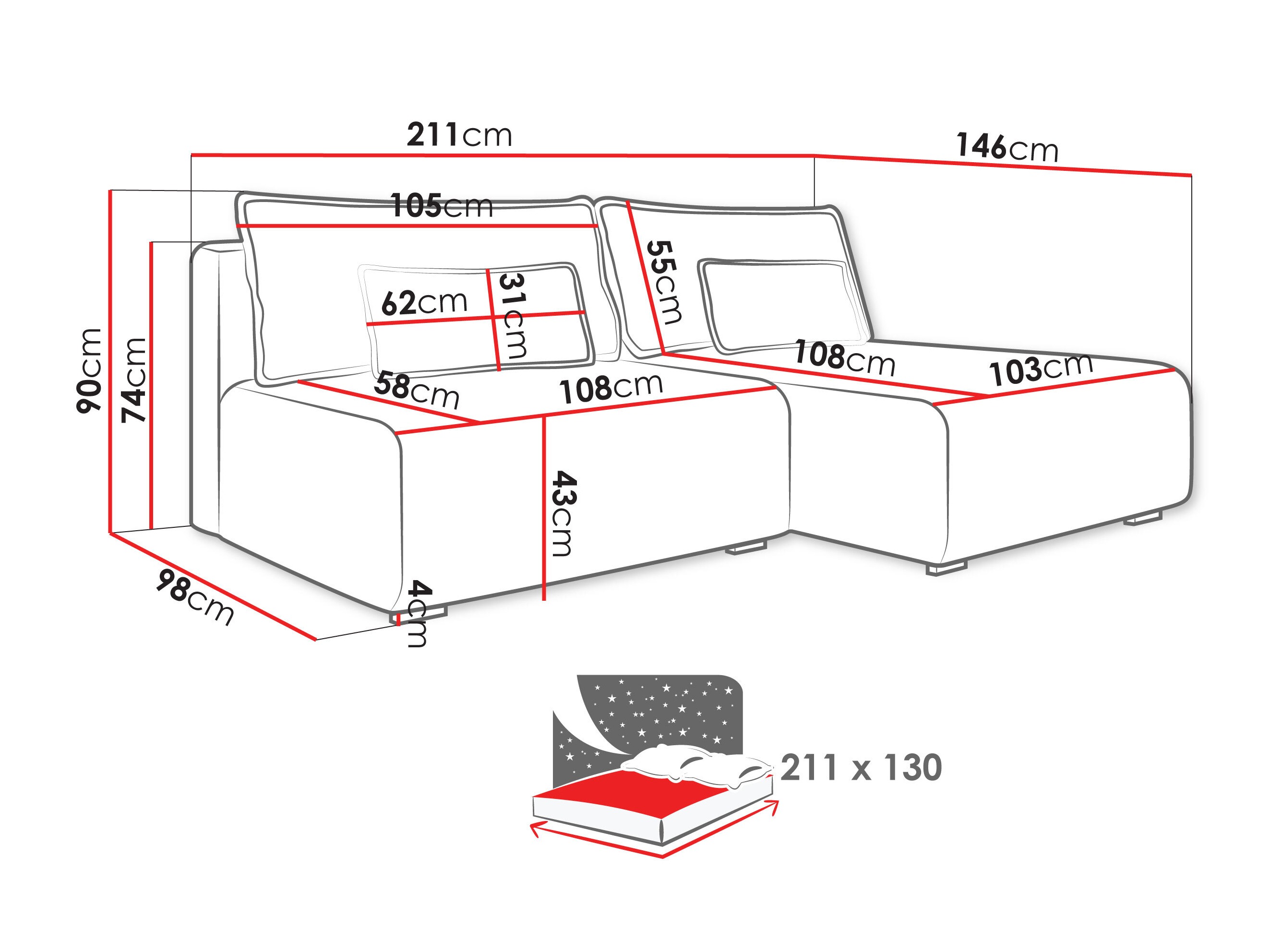 Corner sofa TrendyNest Fenestal (Tilia 52)