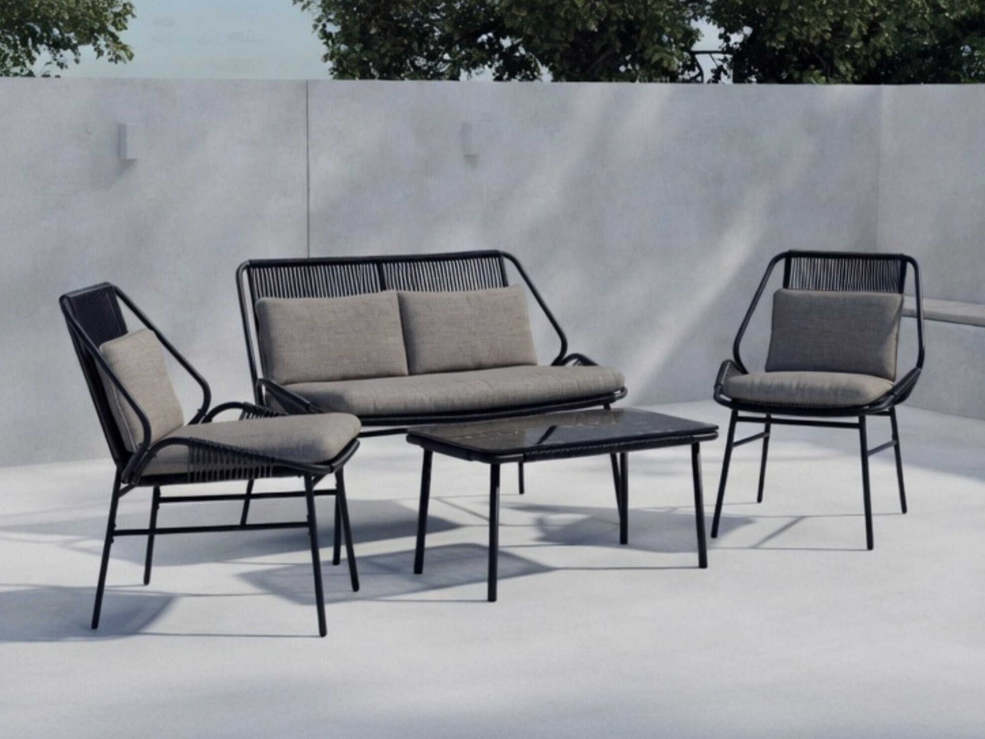 Outdoor furniture set Dallas 5169 (Black + Dark grey)
