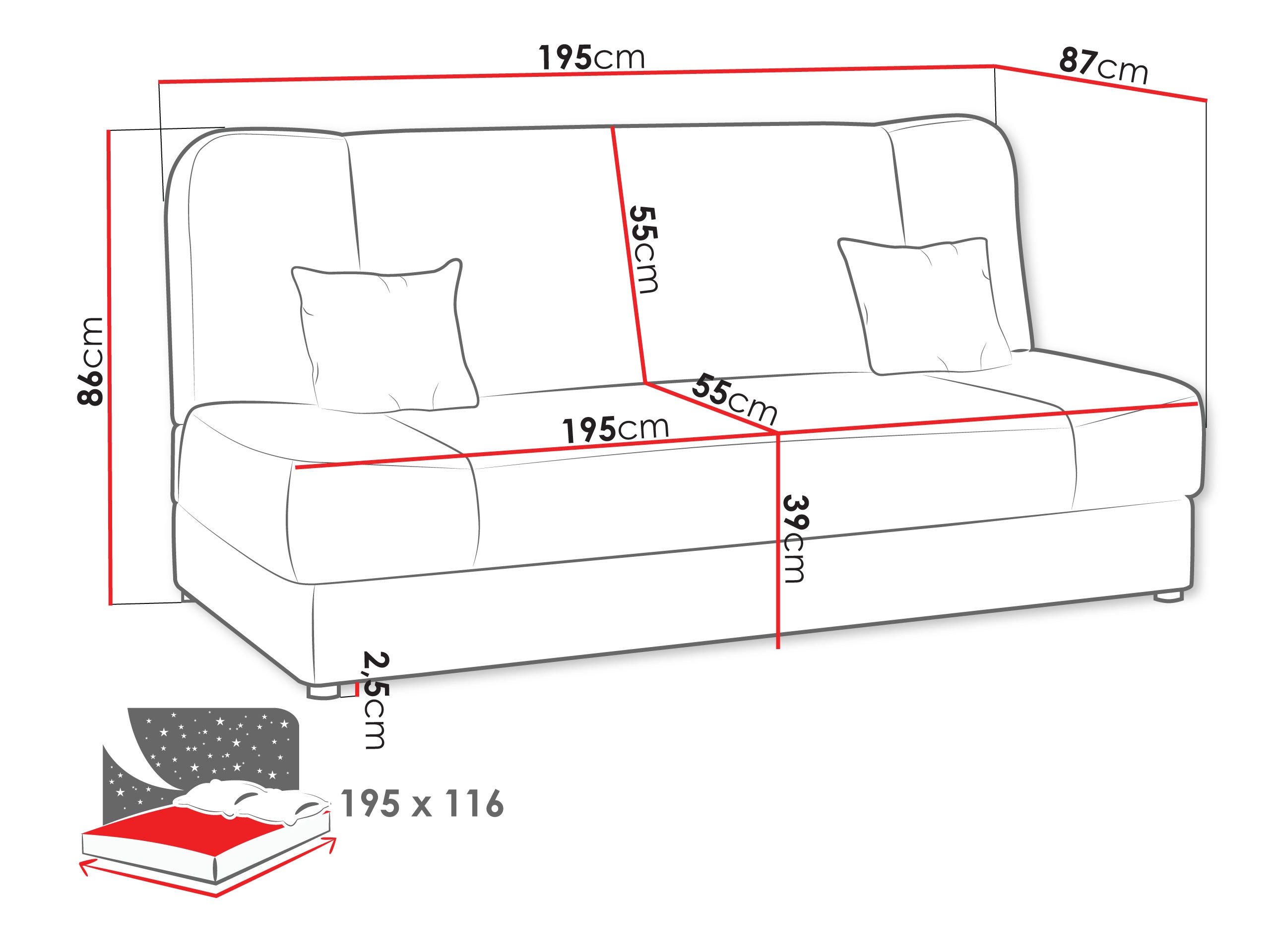 Sofa bed Comfivo Cera (Lumo 30)