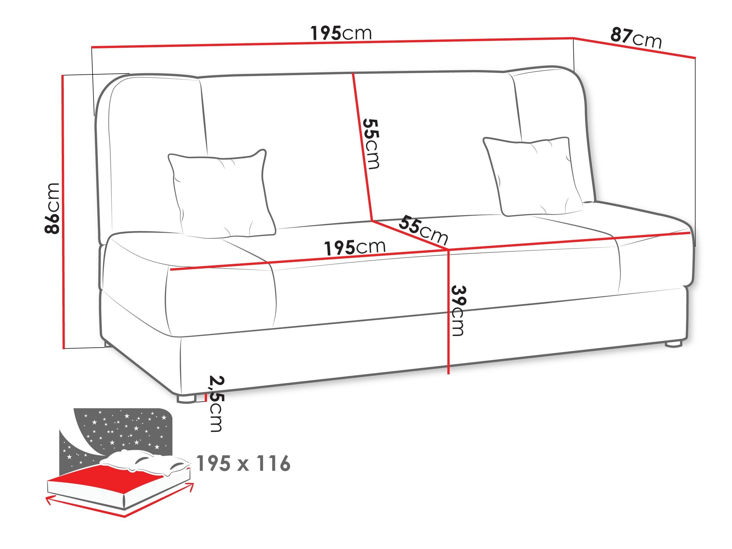 Sofa bed Comfivo Cera (Magic Velvet 2202 + Magic Velvet 2250)
