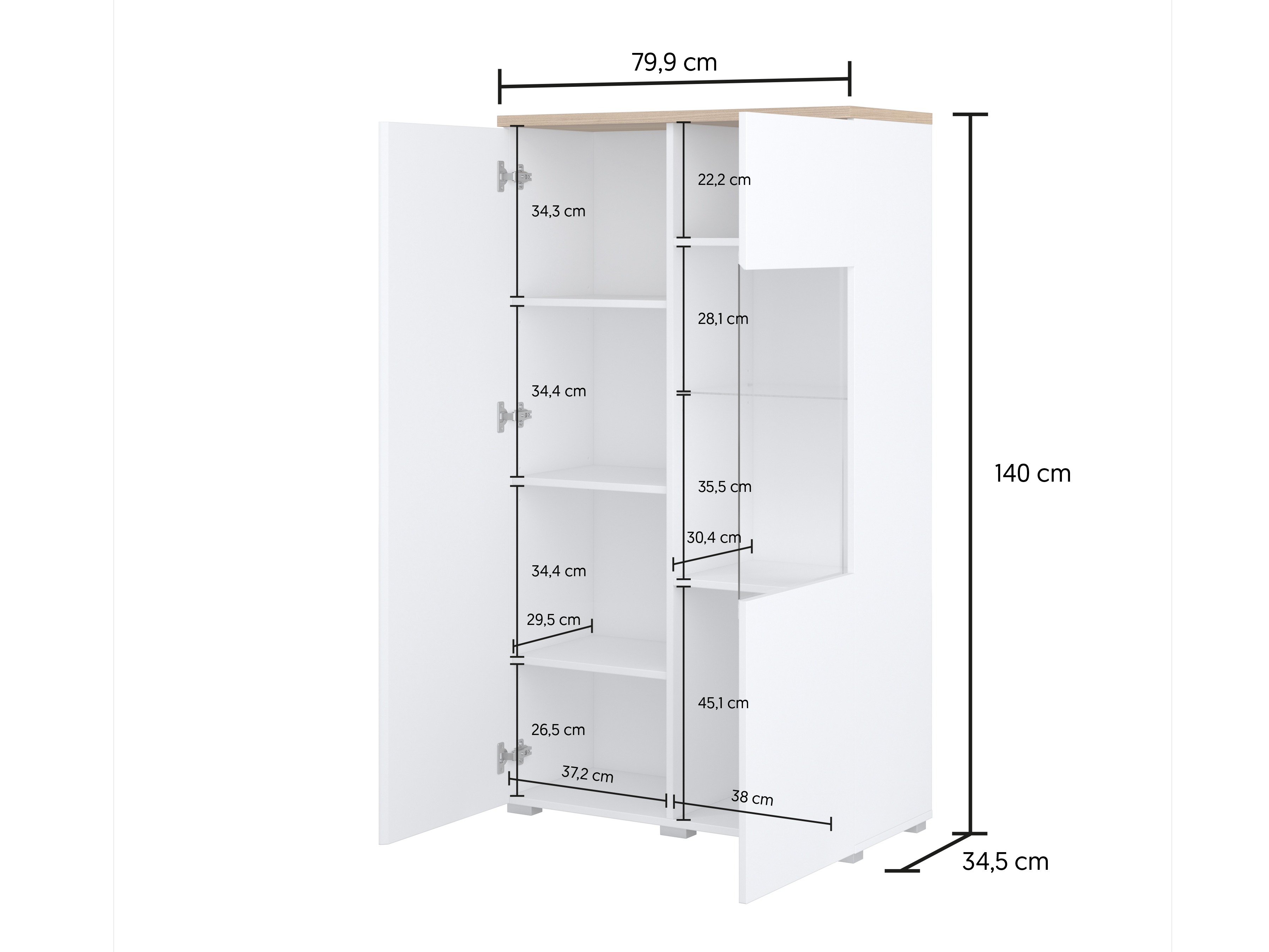 Bookcase Baletu 108 (Black + Oak)