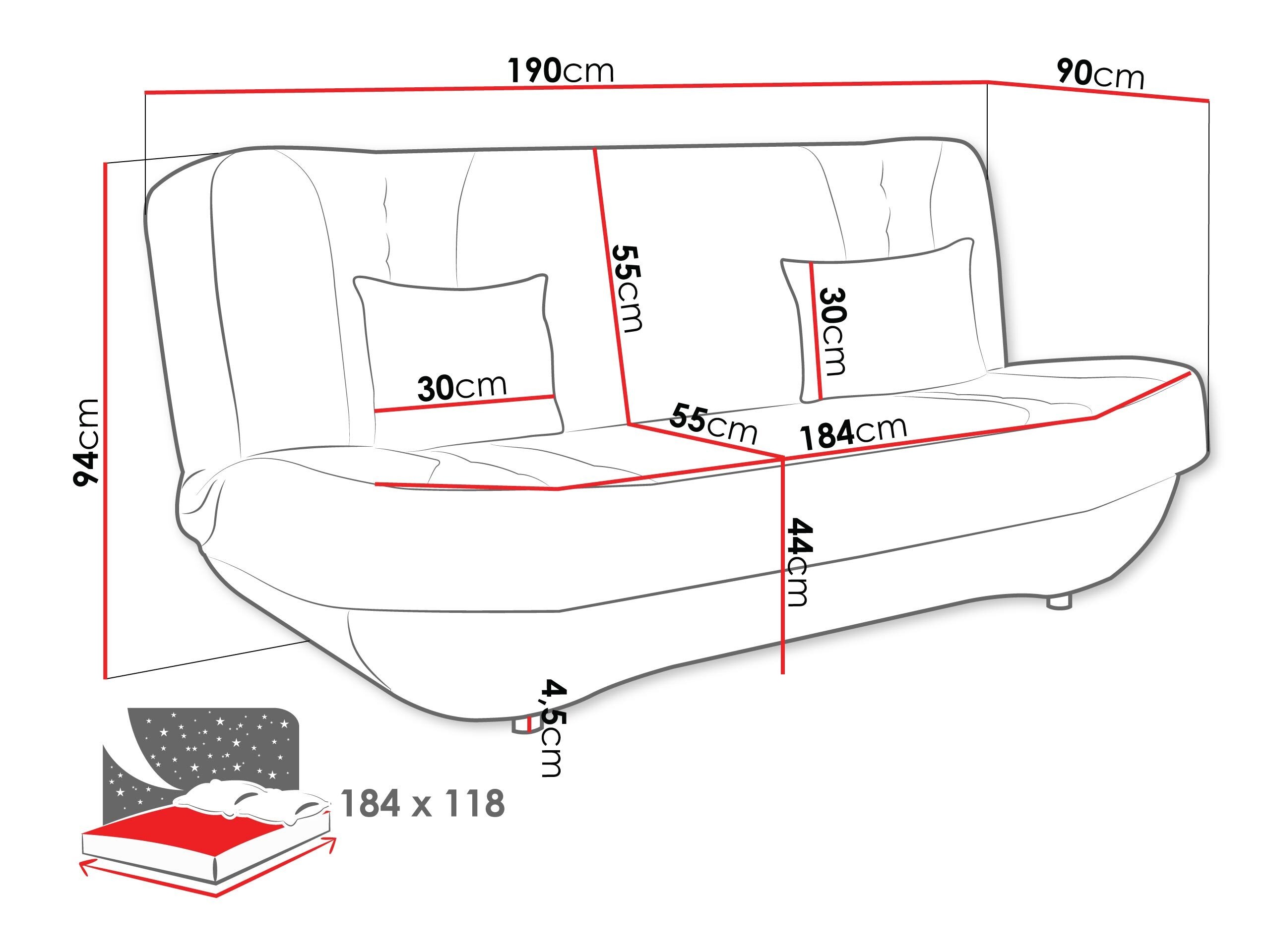 Sofa bed Comfivo Cervus (Alova 04 + Alova 29)