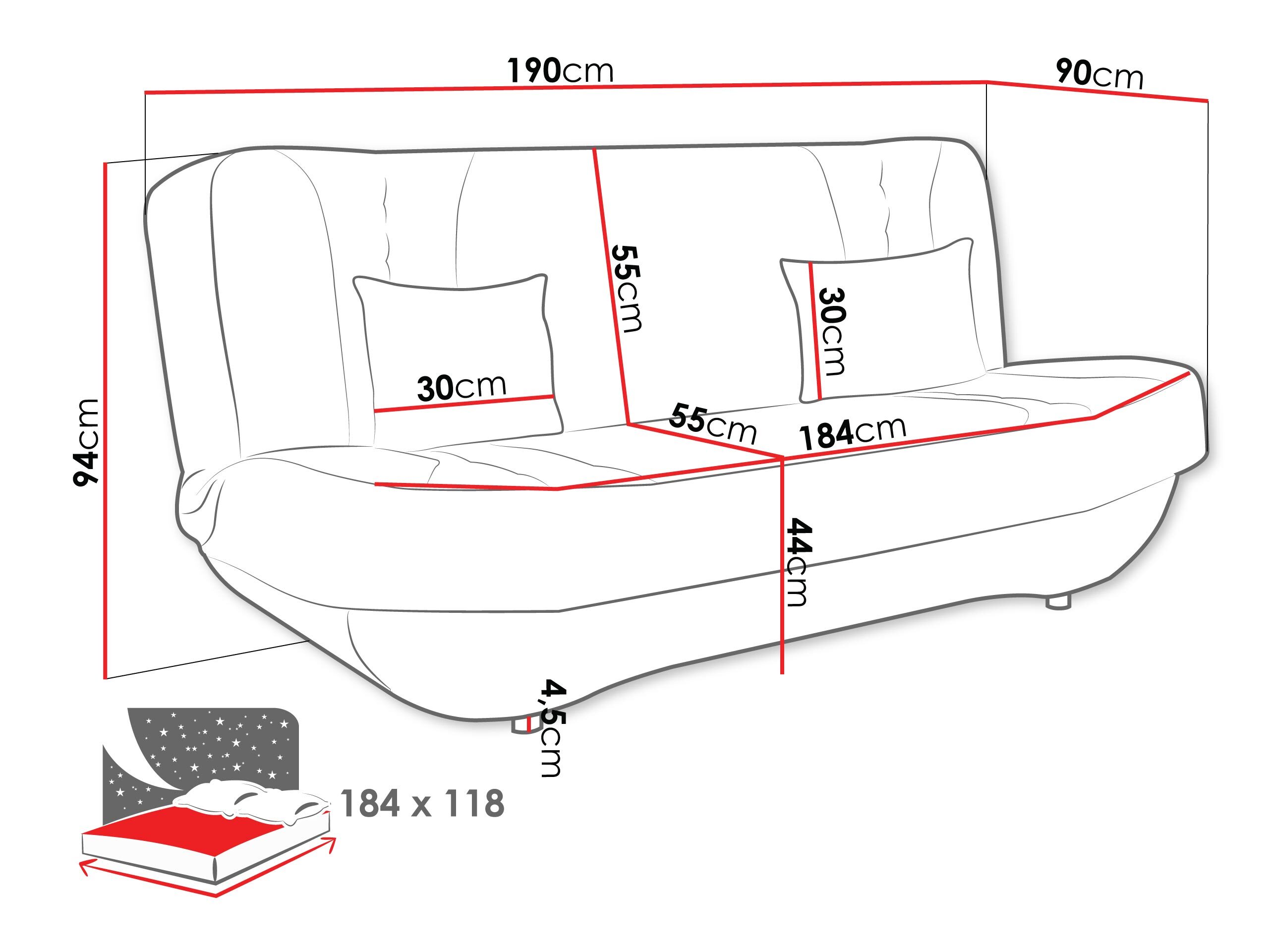 Sofa bed Comfivo Cervus (Bella 65)