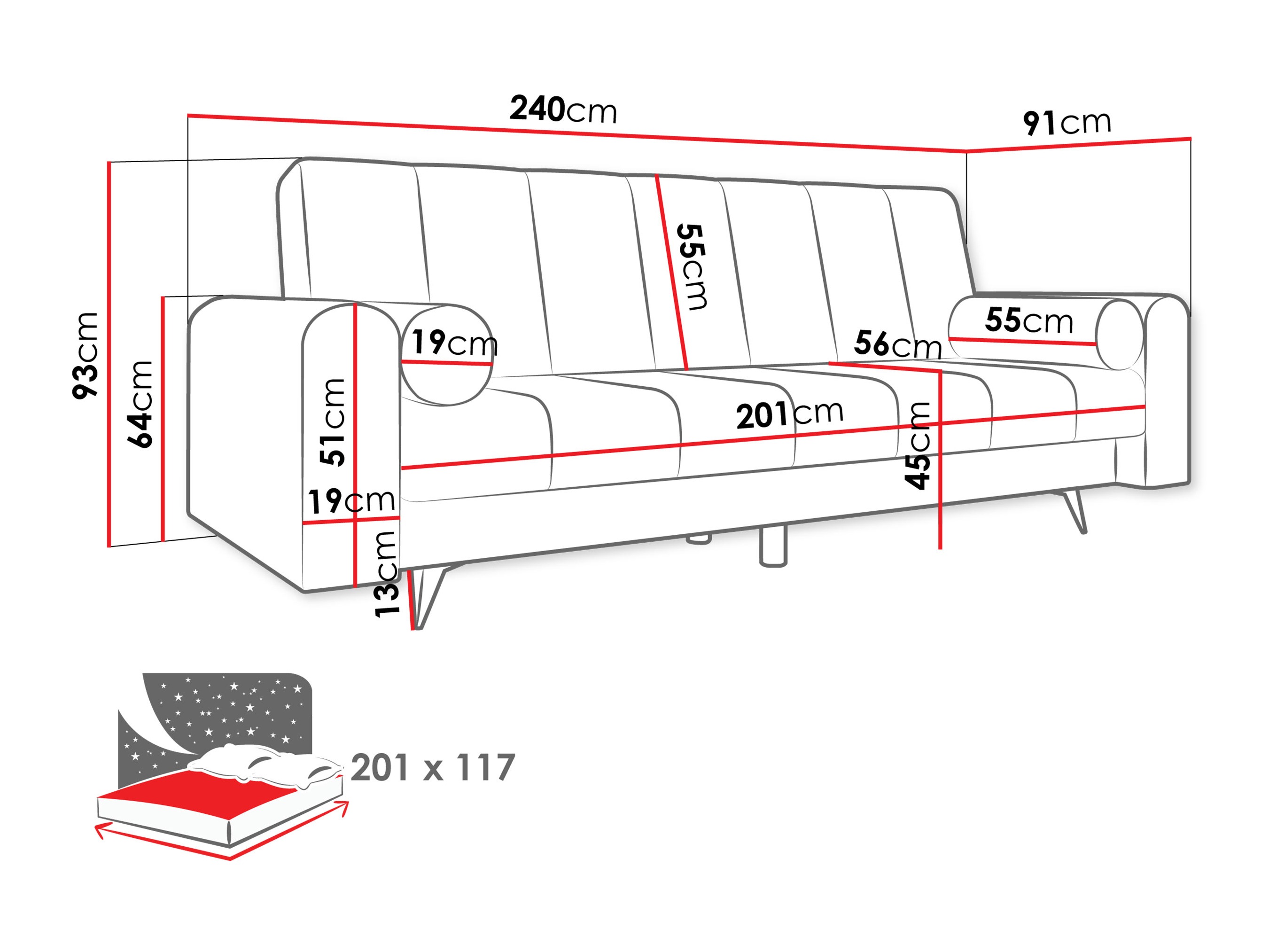 Sofa bed Comfivo Luda (Bella 20)