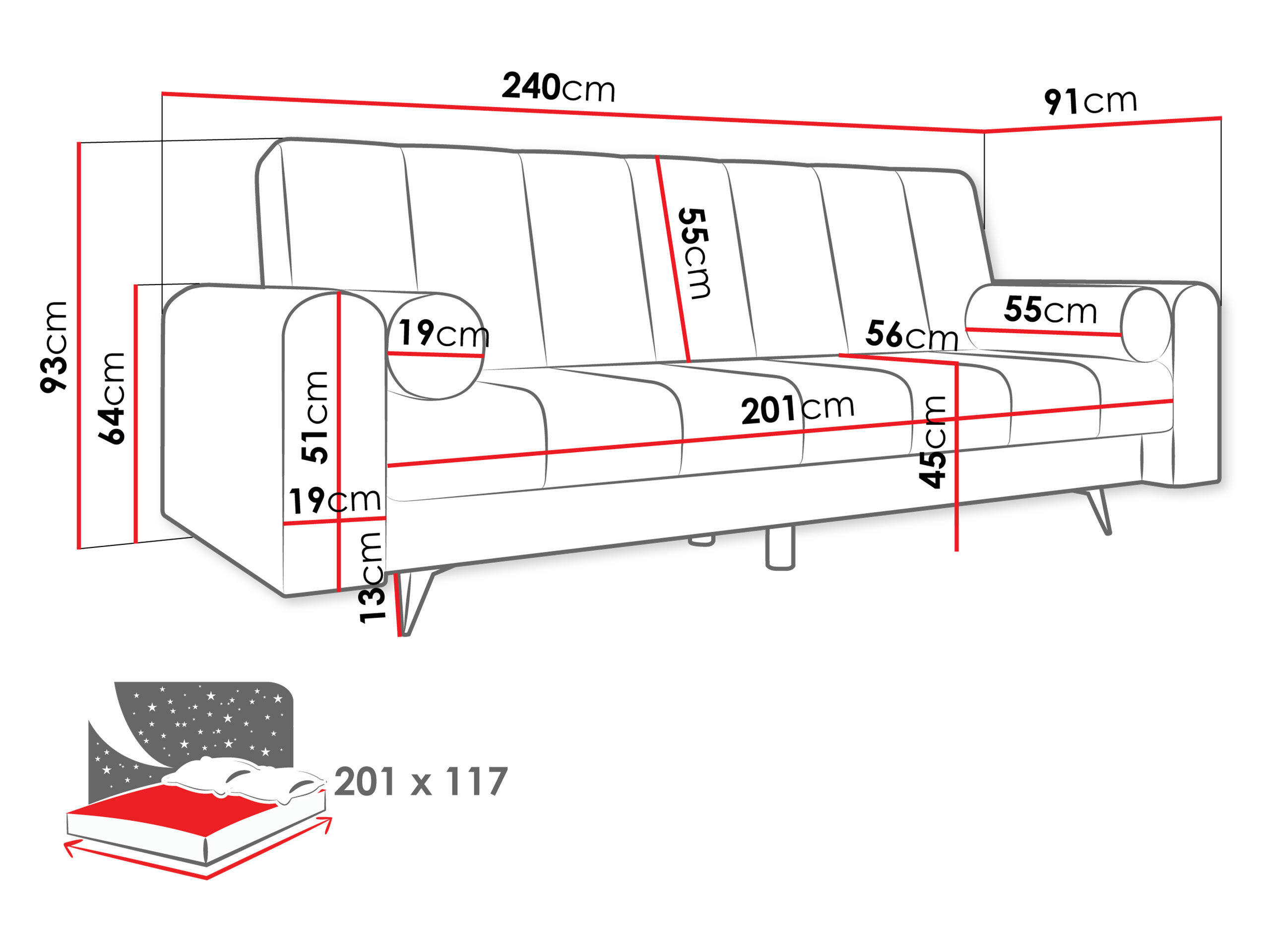 Sofa bed Comfivo Luda (Coral 45)