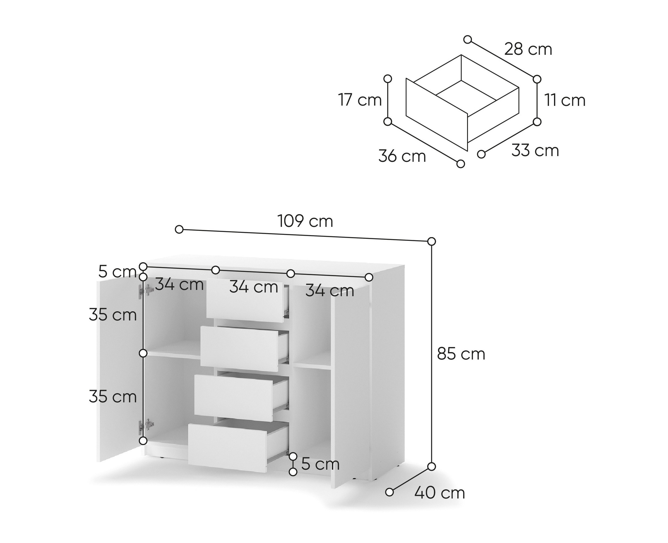 Chest of drawers Cirdelu 105 (White)