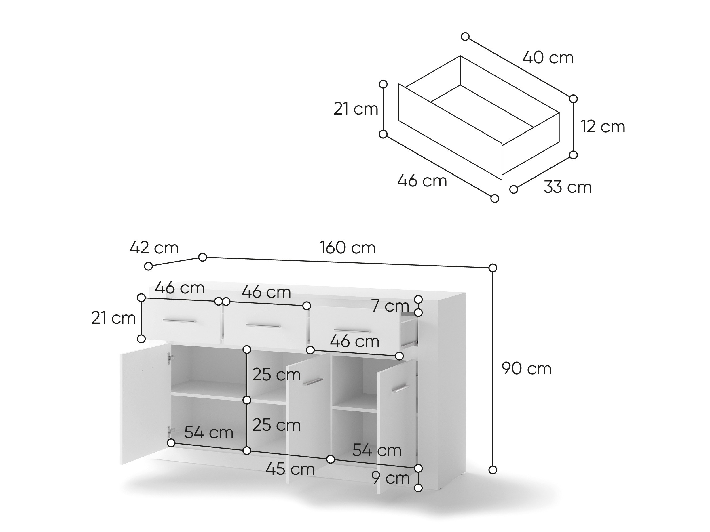 Chest of drawers Cirdelu 109 (White)