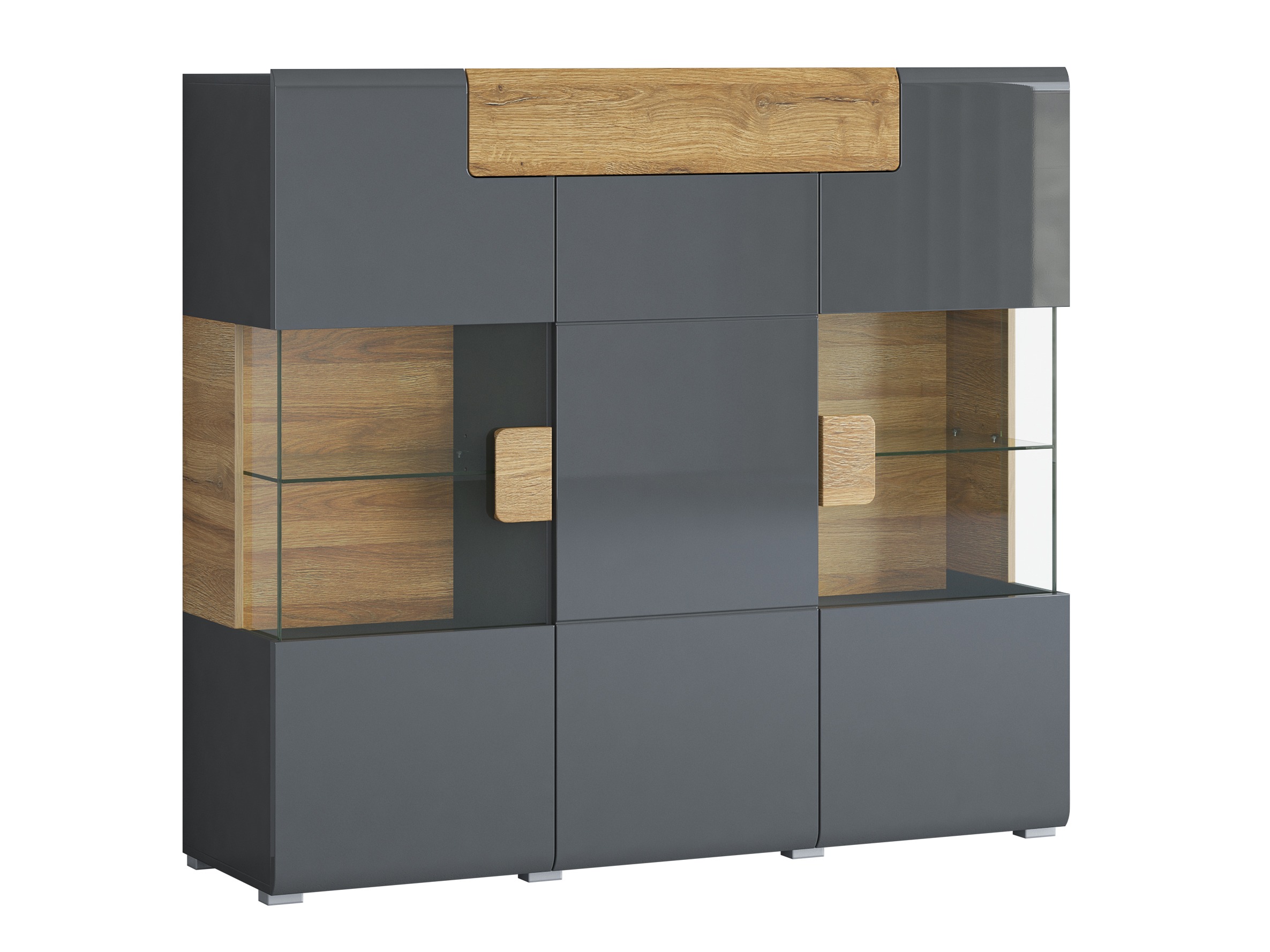 Sideboard Torsone 100 (Anthracite + Gloss anthracite + Grandson oak)