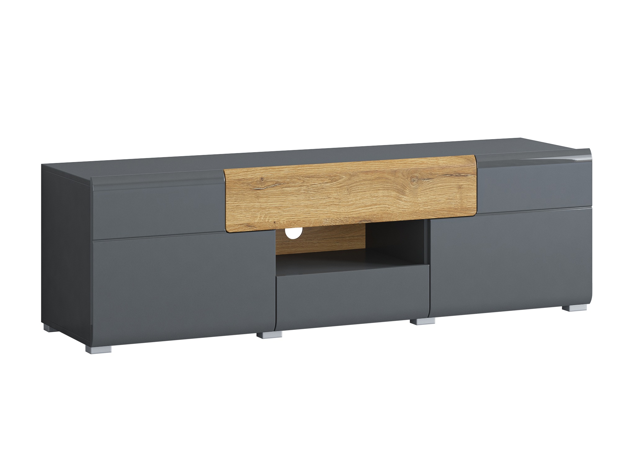 TV stand Torsone 101 (Anthracite + Gloss anthracite + Grandson oak)