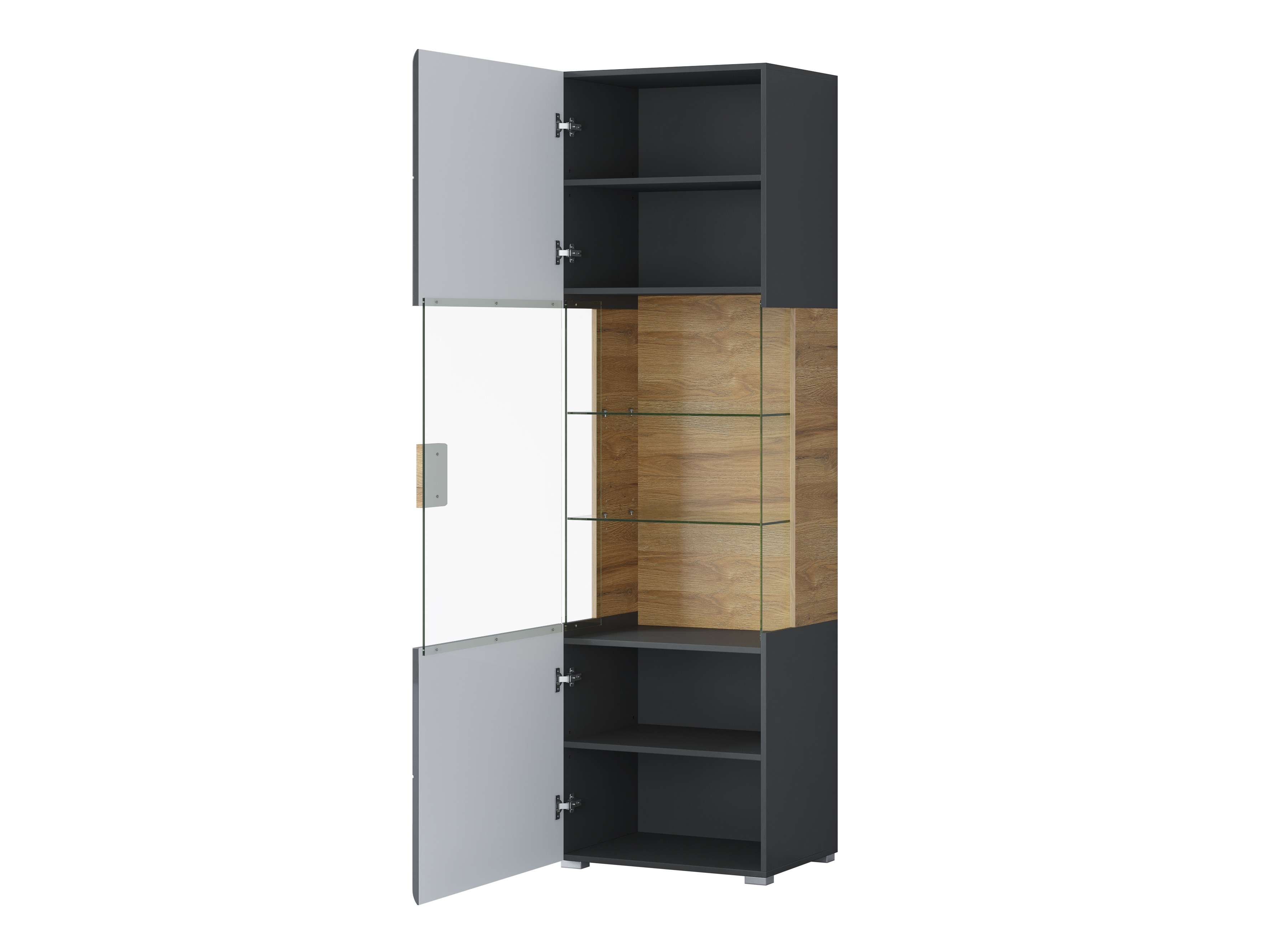 Bookcase Torsone 103 (Anthracite + Gloss anthracite + Grandson oak)