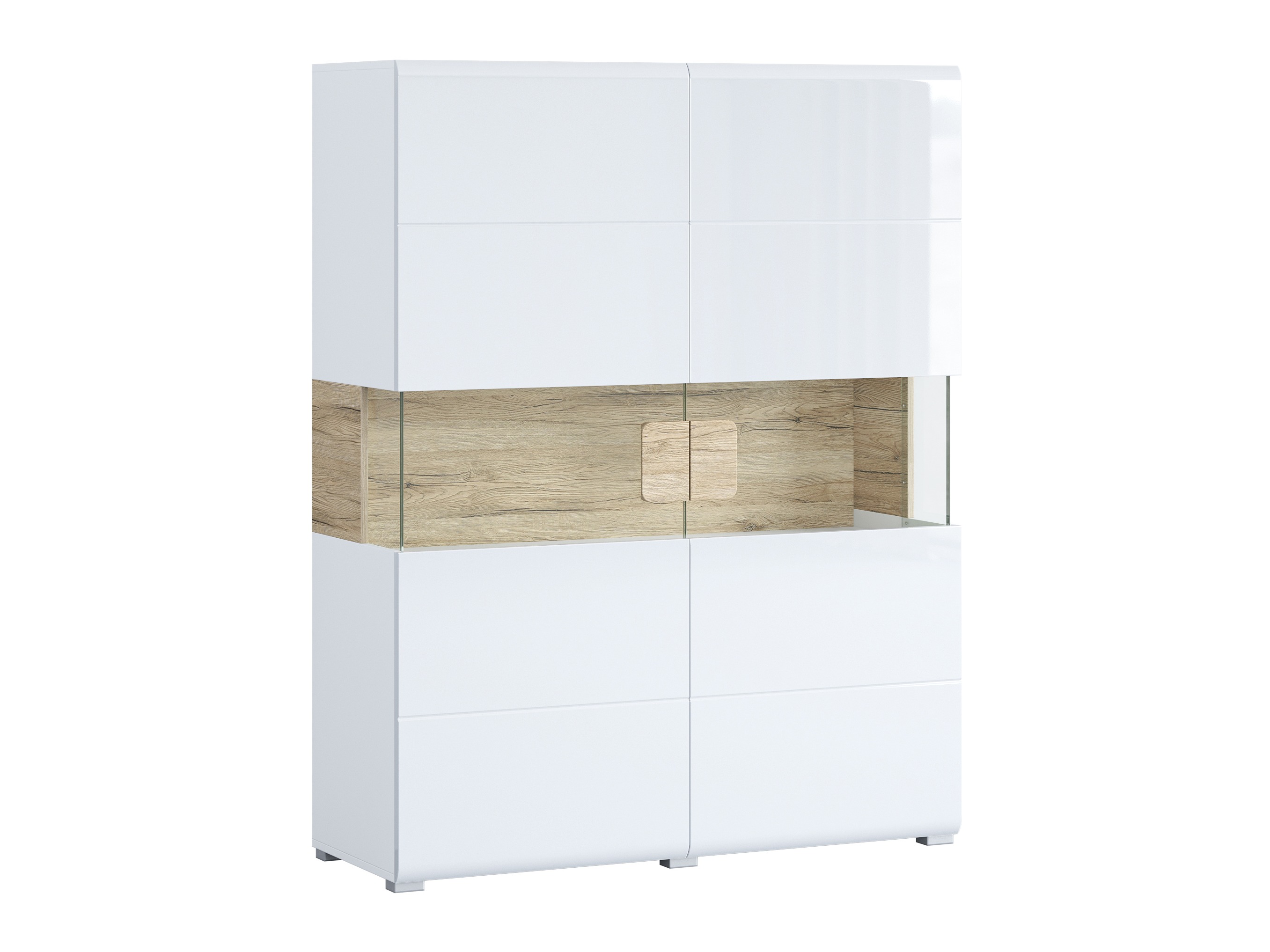 Bookcase Torsone 107 (White + Glossy white + San Remo oak)