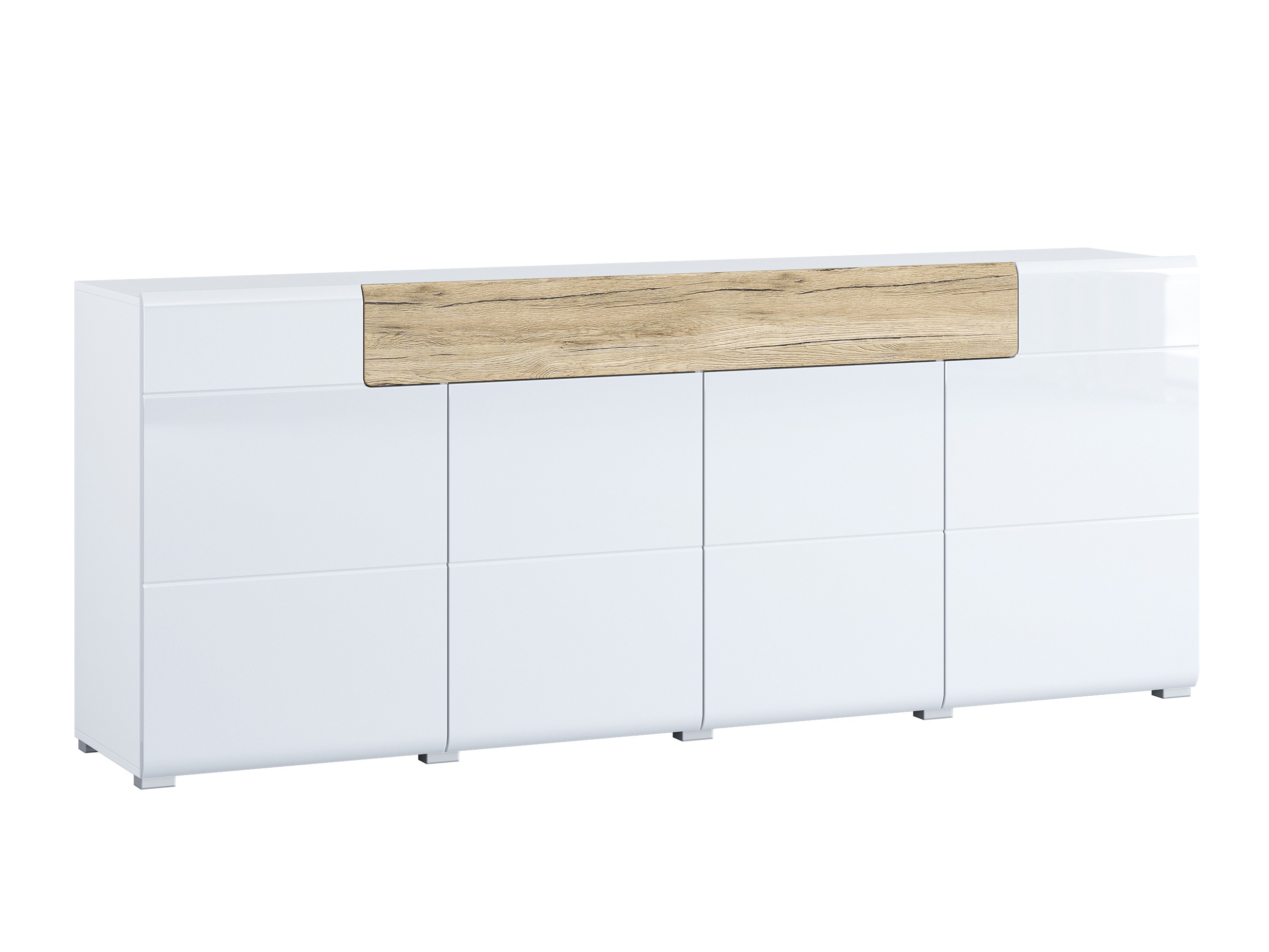 Chest of drawers Torsone 102 (White + Glossy white + San Remo oak)