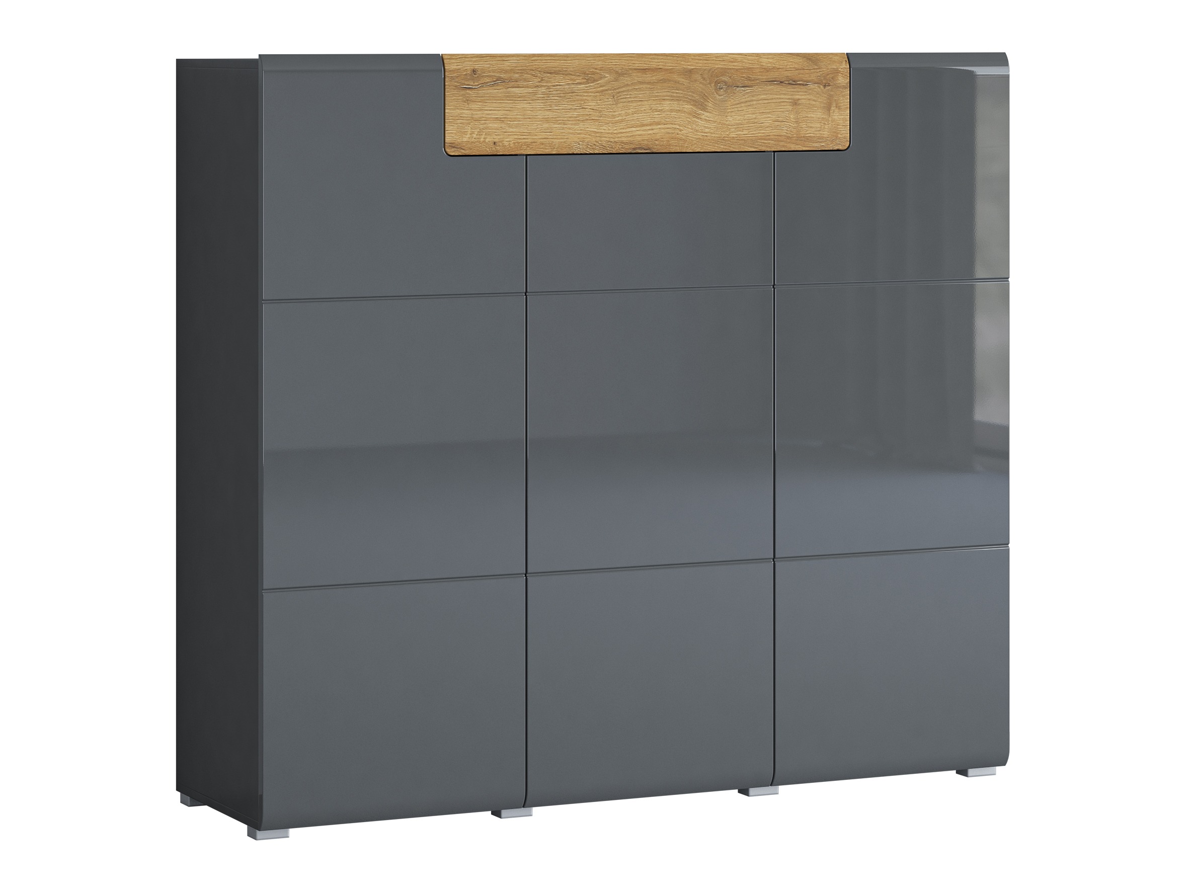 Chest of drawers Torsone 112 (Anthracite + Gloss anthracite + Grandson oak)