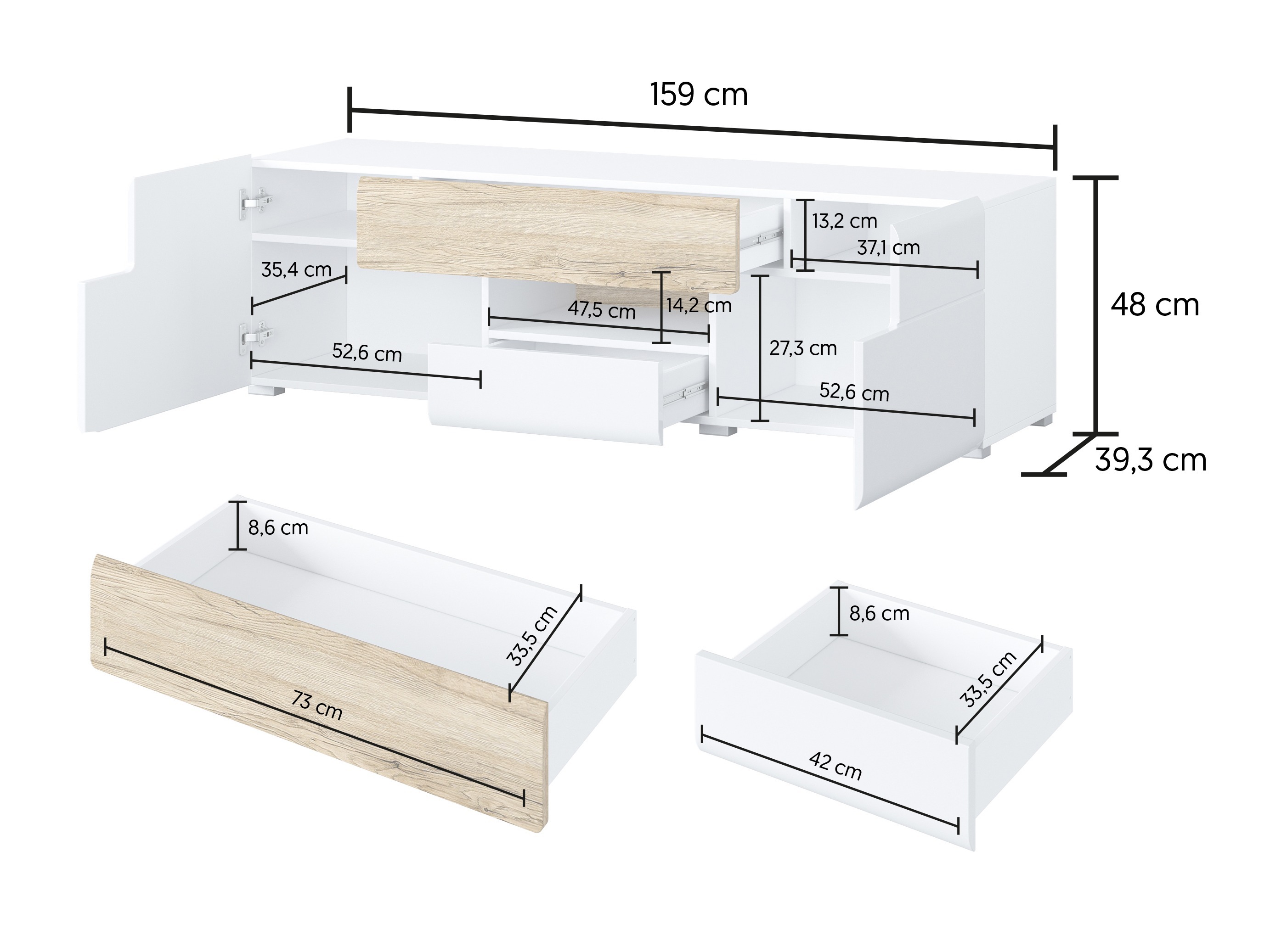 Living room set Torsone 104 (White + Glossy white + San Remo oak)