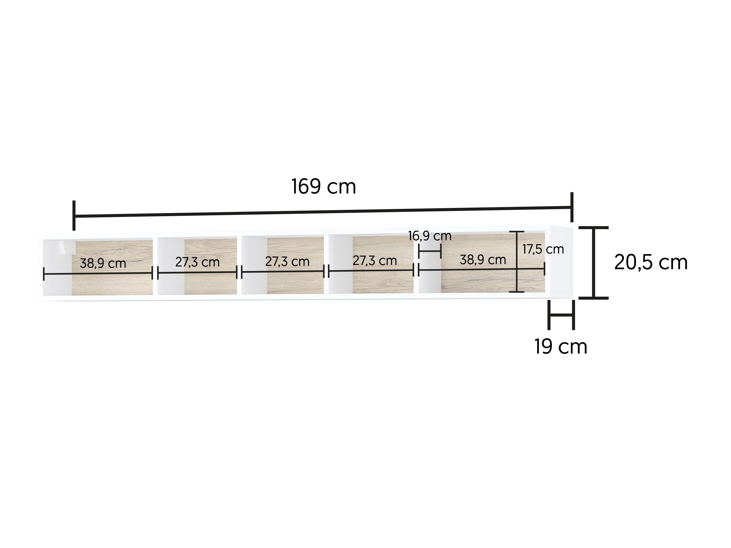 Living room set Torsone 104 (White + Glossy white + San Remo oak)