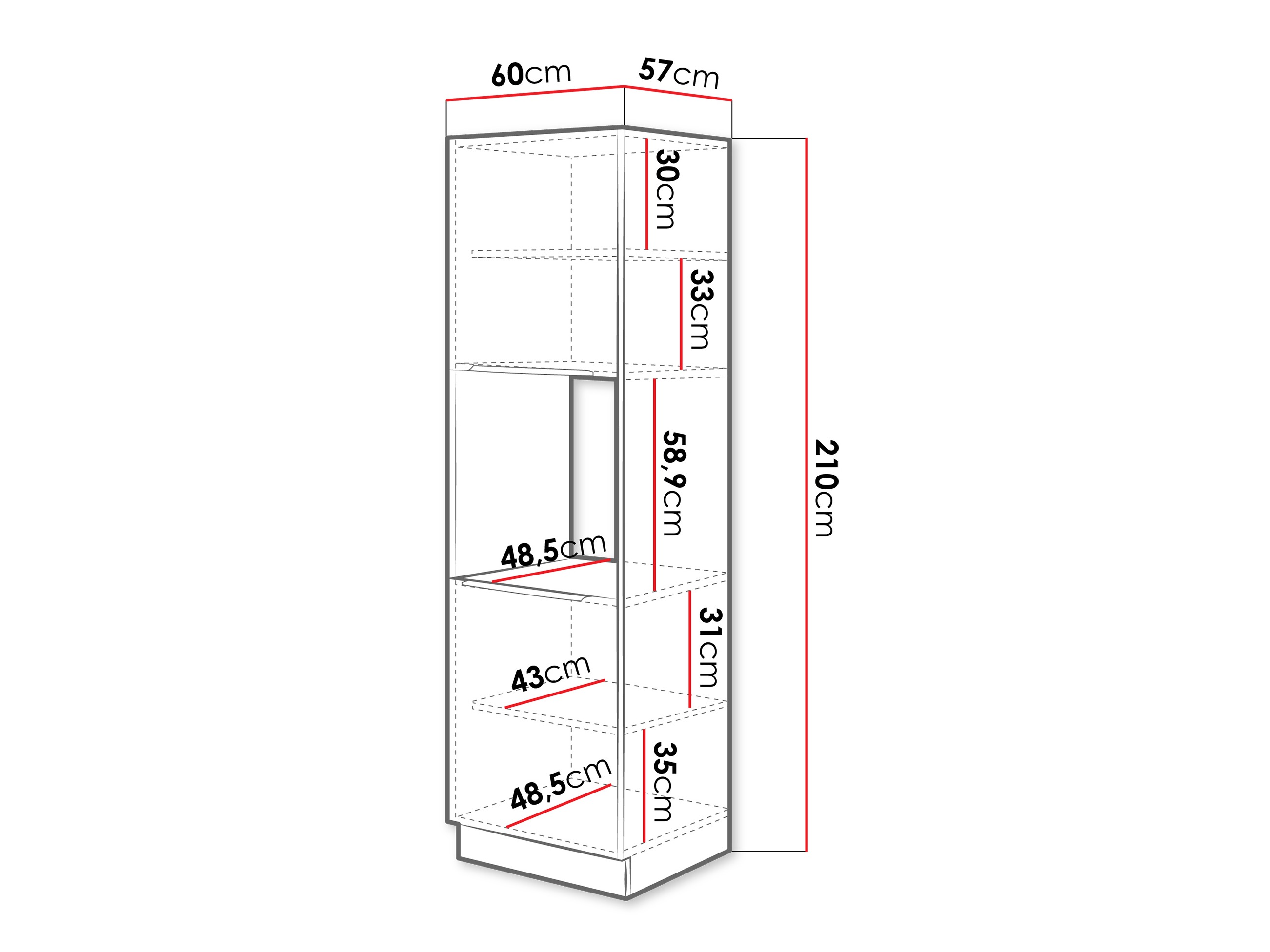 Modular cabinet for built-in appliances Sole 133