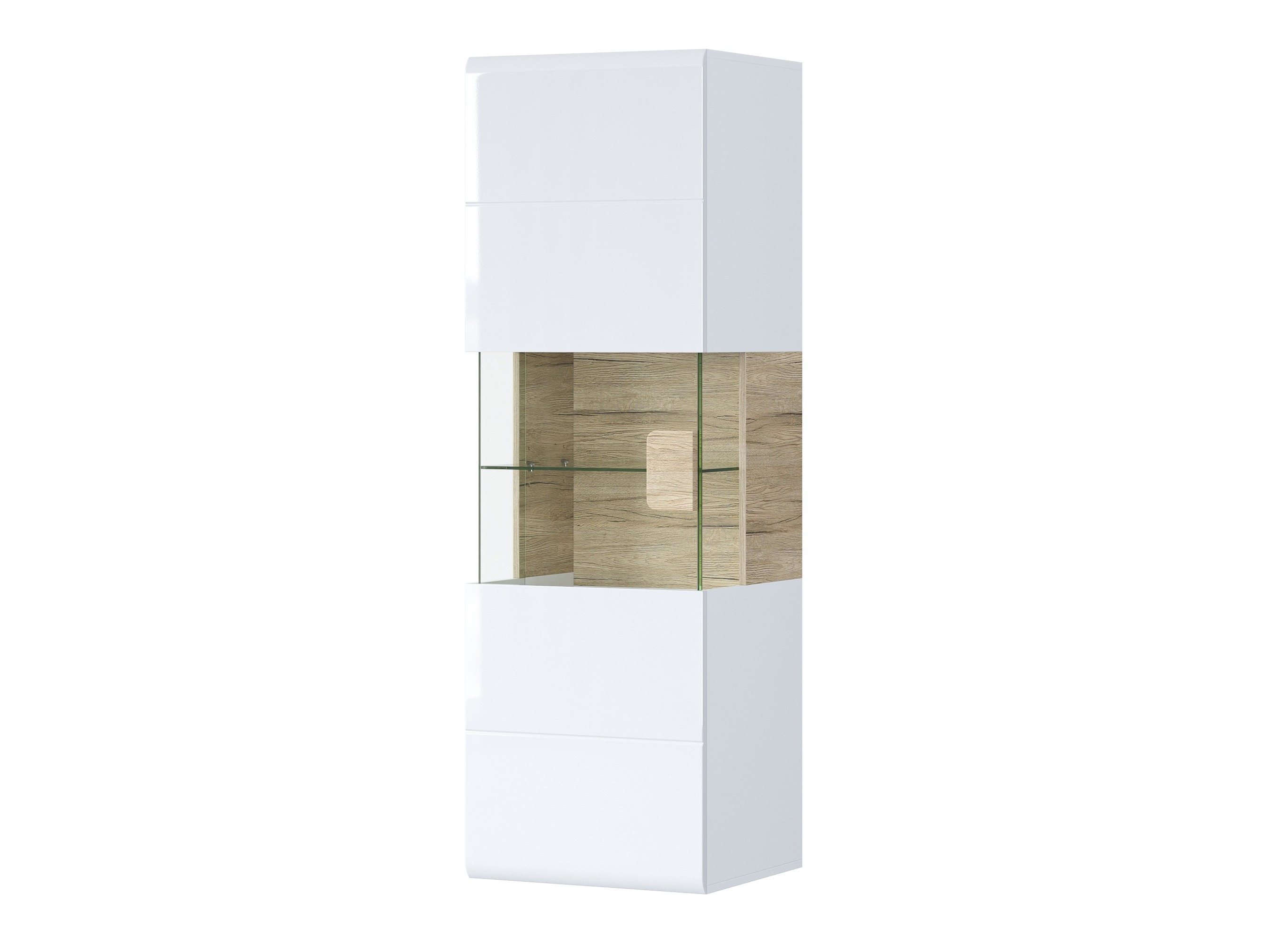 Wall shelf Torsone 109 (White + Glossy white + San Remo oak)