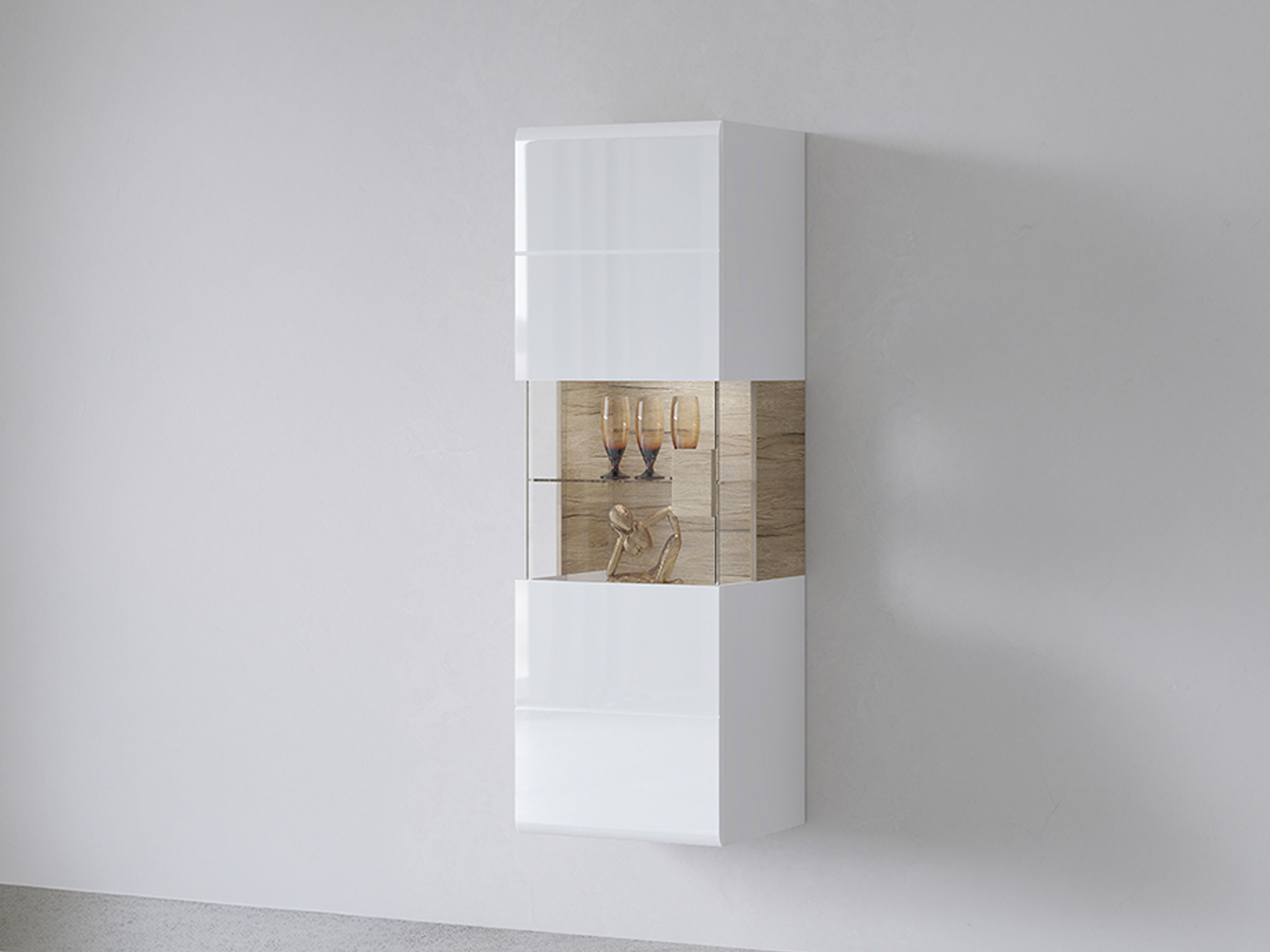 Wall shelf Torsone 109 (White + Glossy white + San Remo oak)
