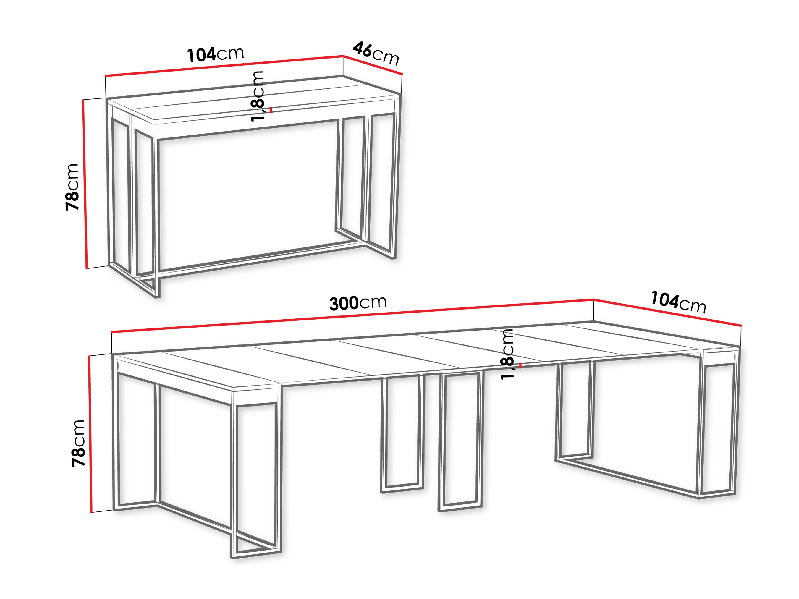 Folding table Oswego 180 (Black + Craft oak)
