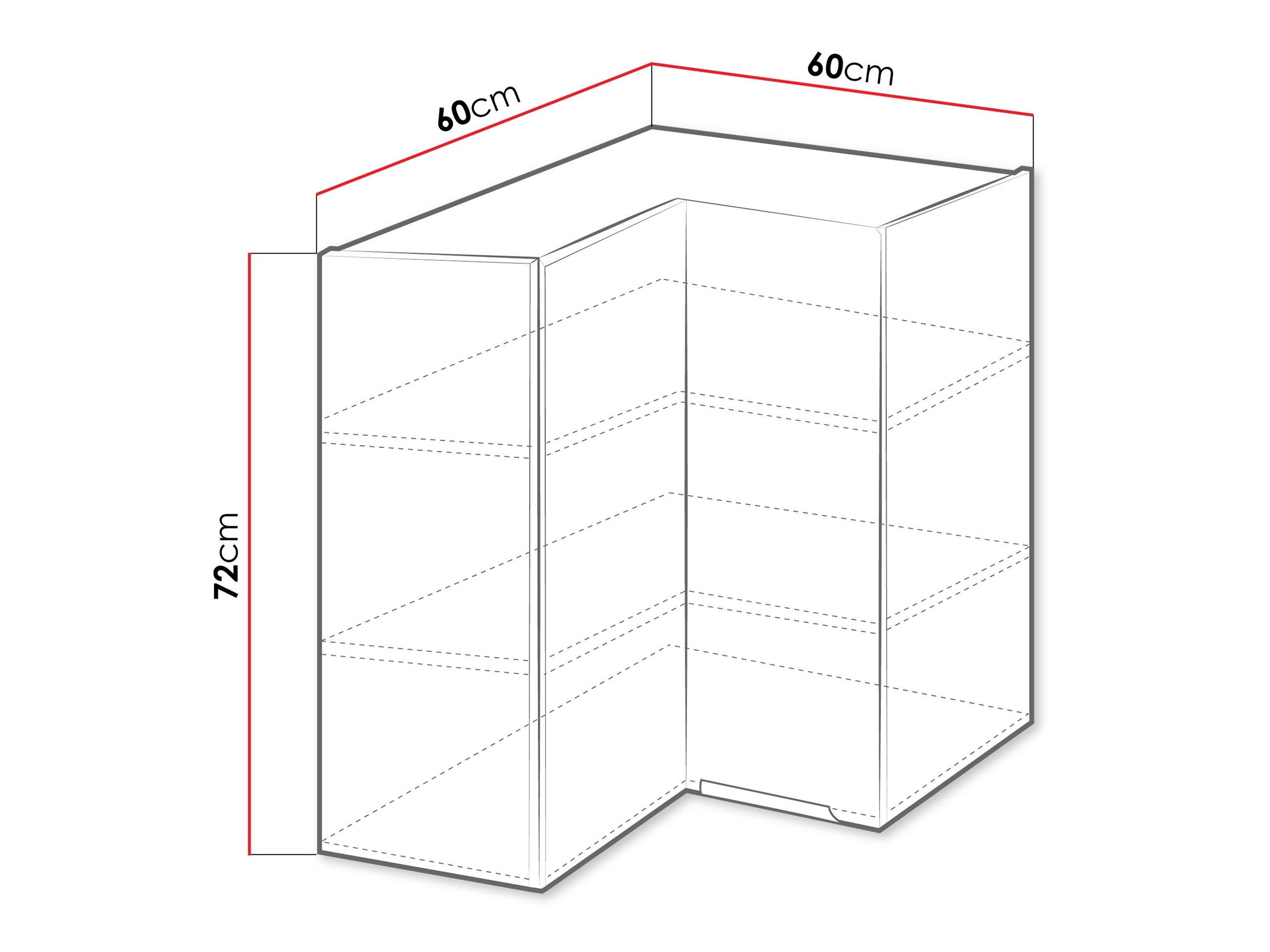 Modular wall-mounted corner cabinet Sole 143