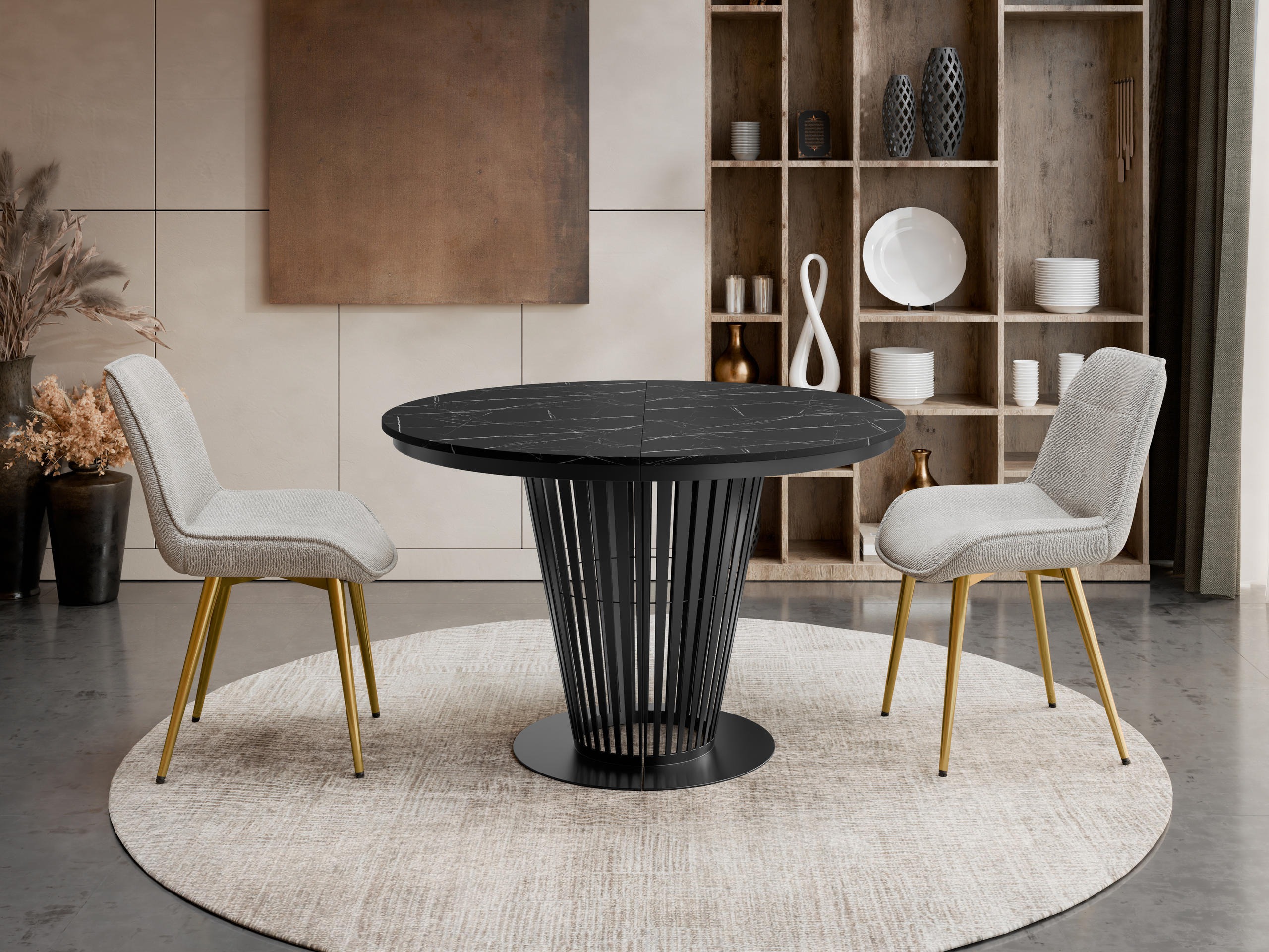 Table Oswego 179 (Black + Black marble)