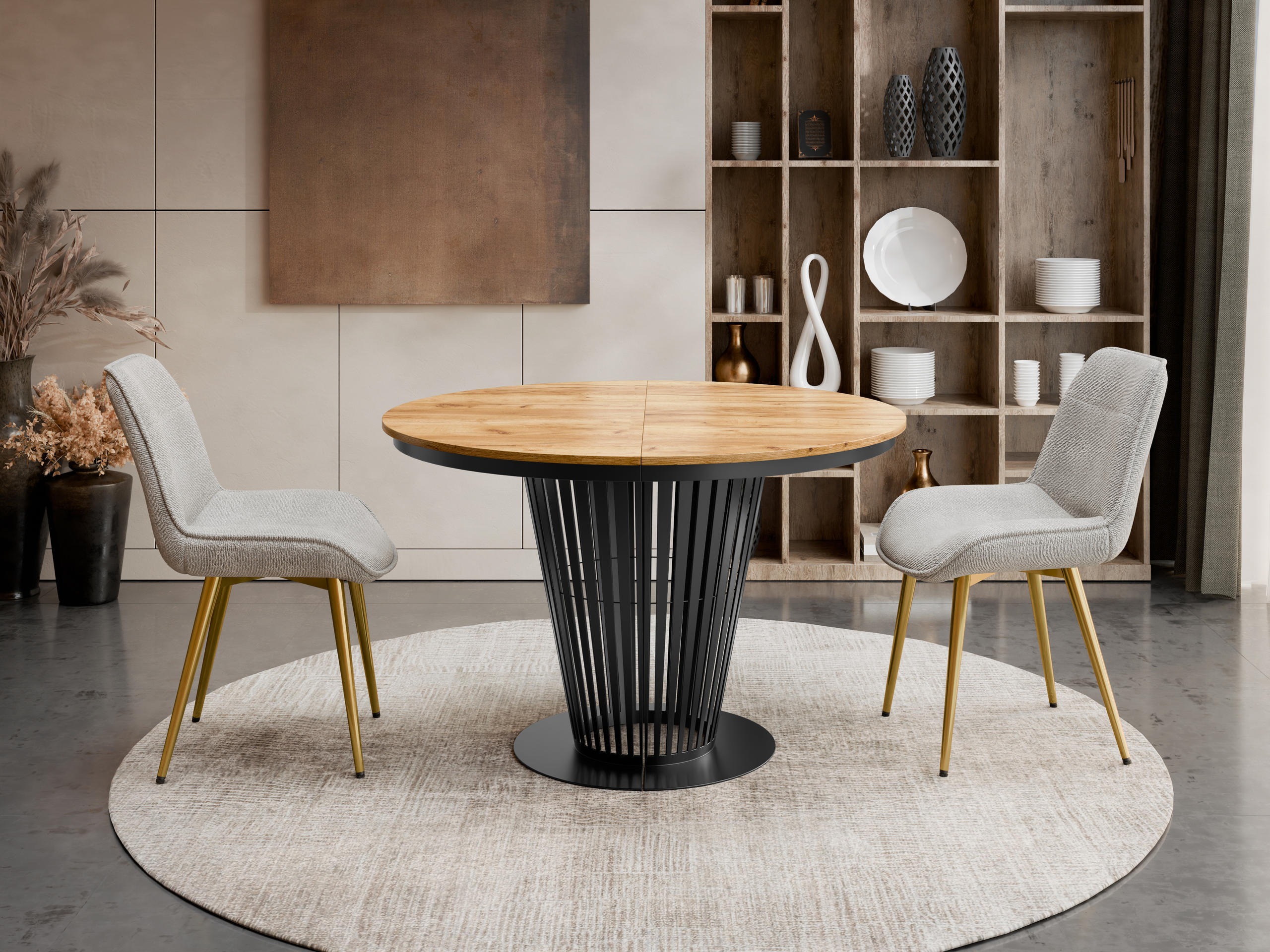 Table Oswego 179 (Black + Craft oak)