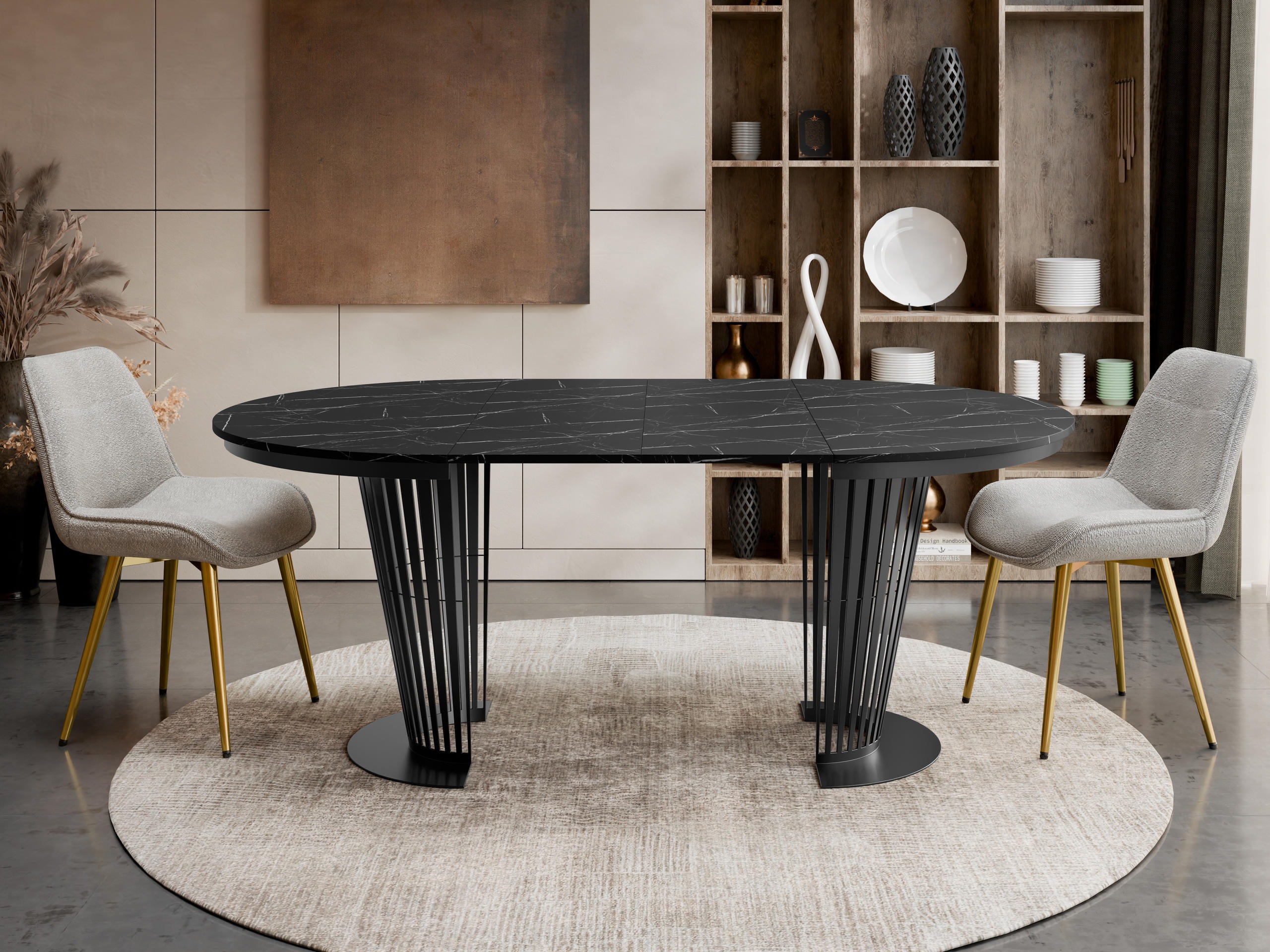 Table Oswego 181 (Black + Black marble)