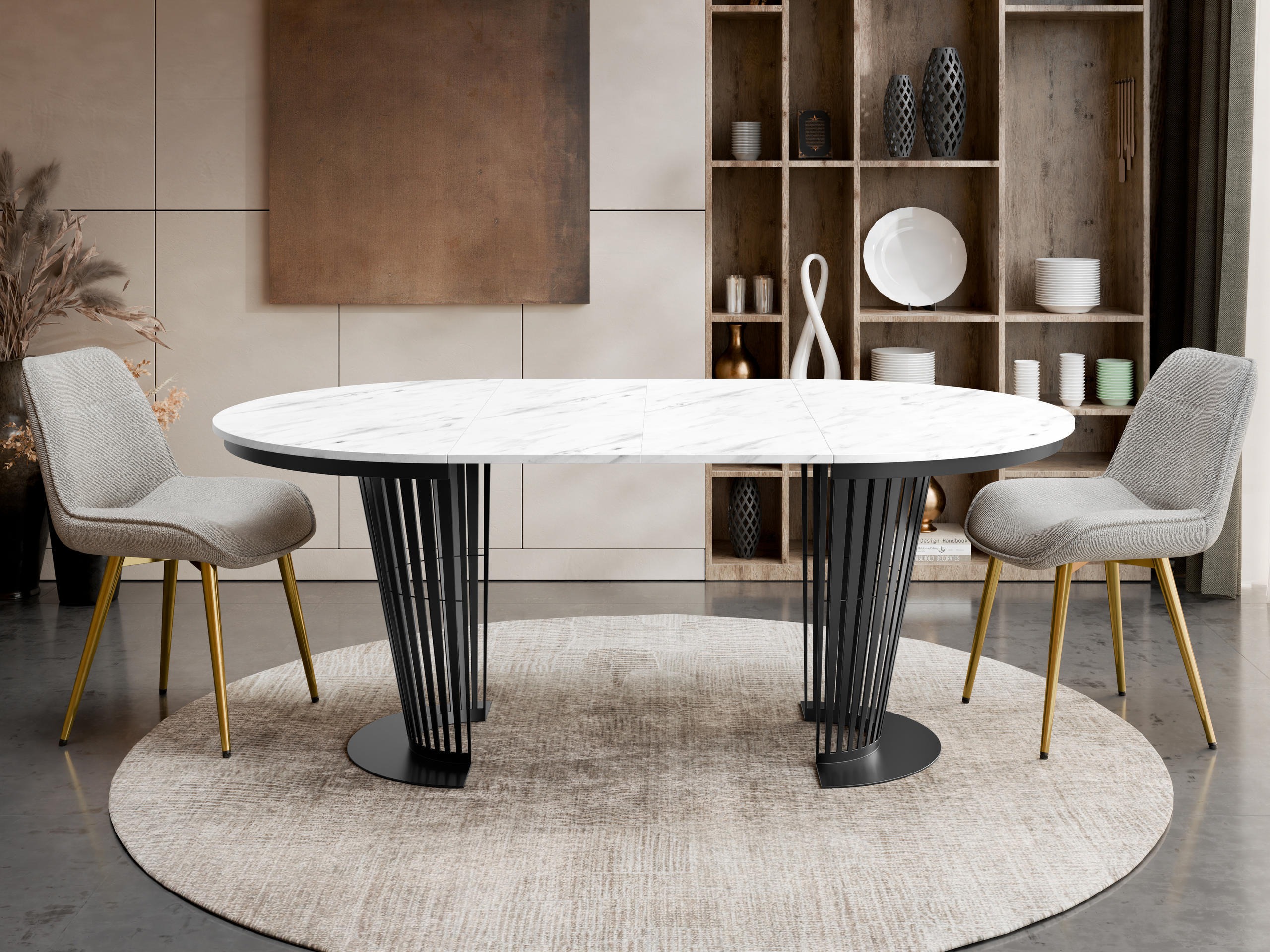 Table Oswego 179 (Black + White marble)