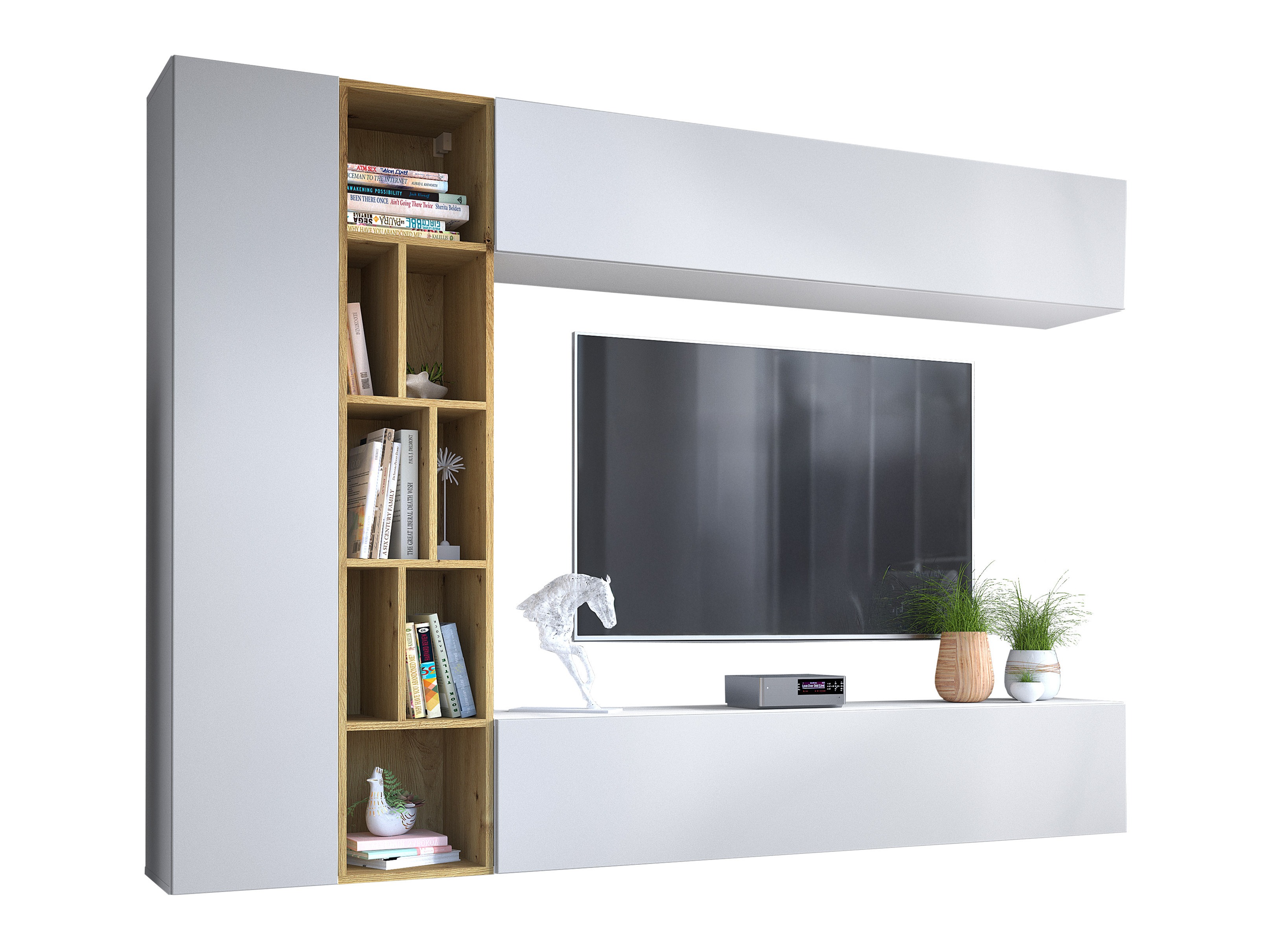Living room set Comfivo Natura (White + Artisan oak)