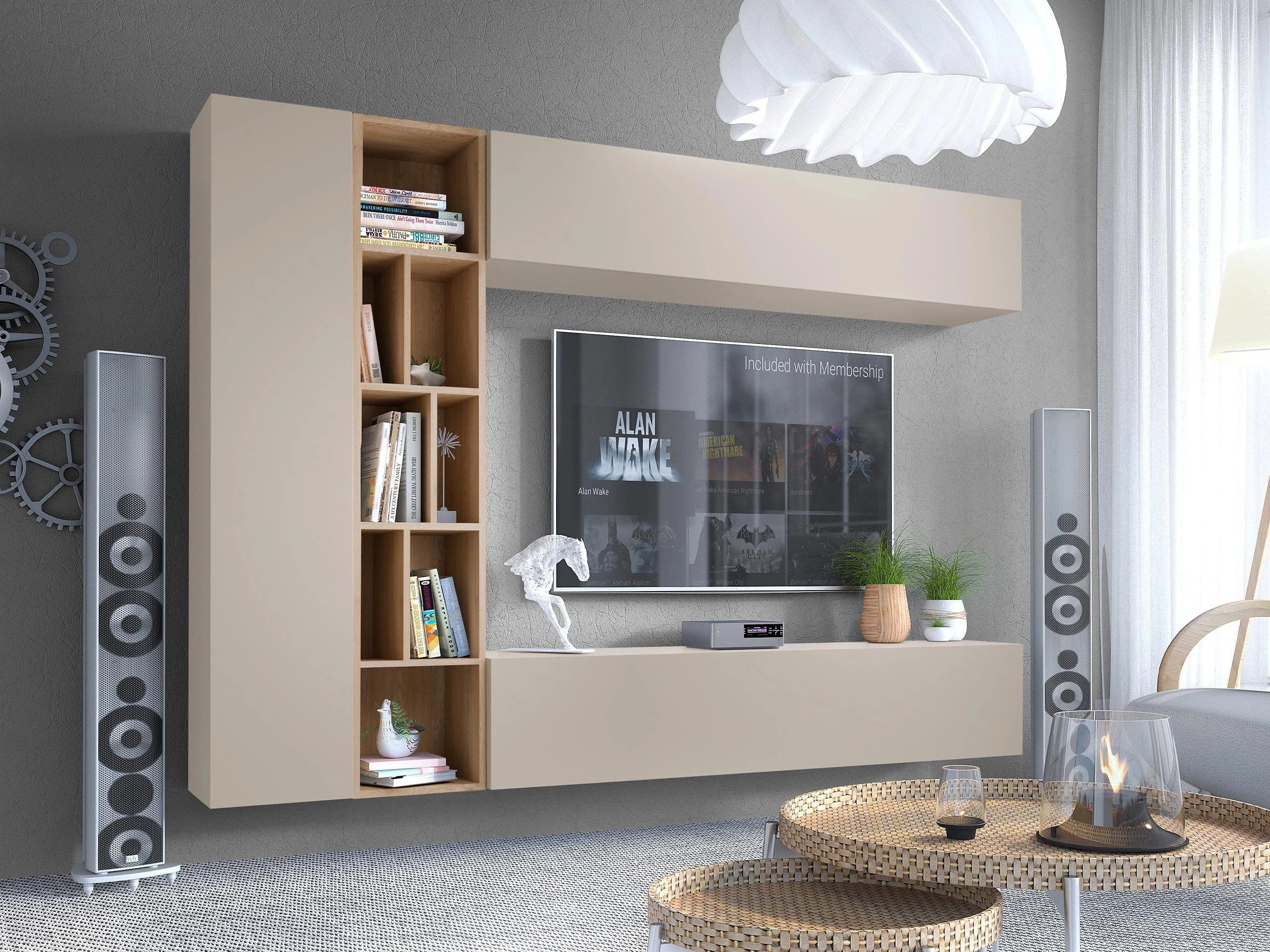Living room set Comfivo Natura (Cashmere + Cremona oak)