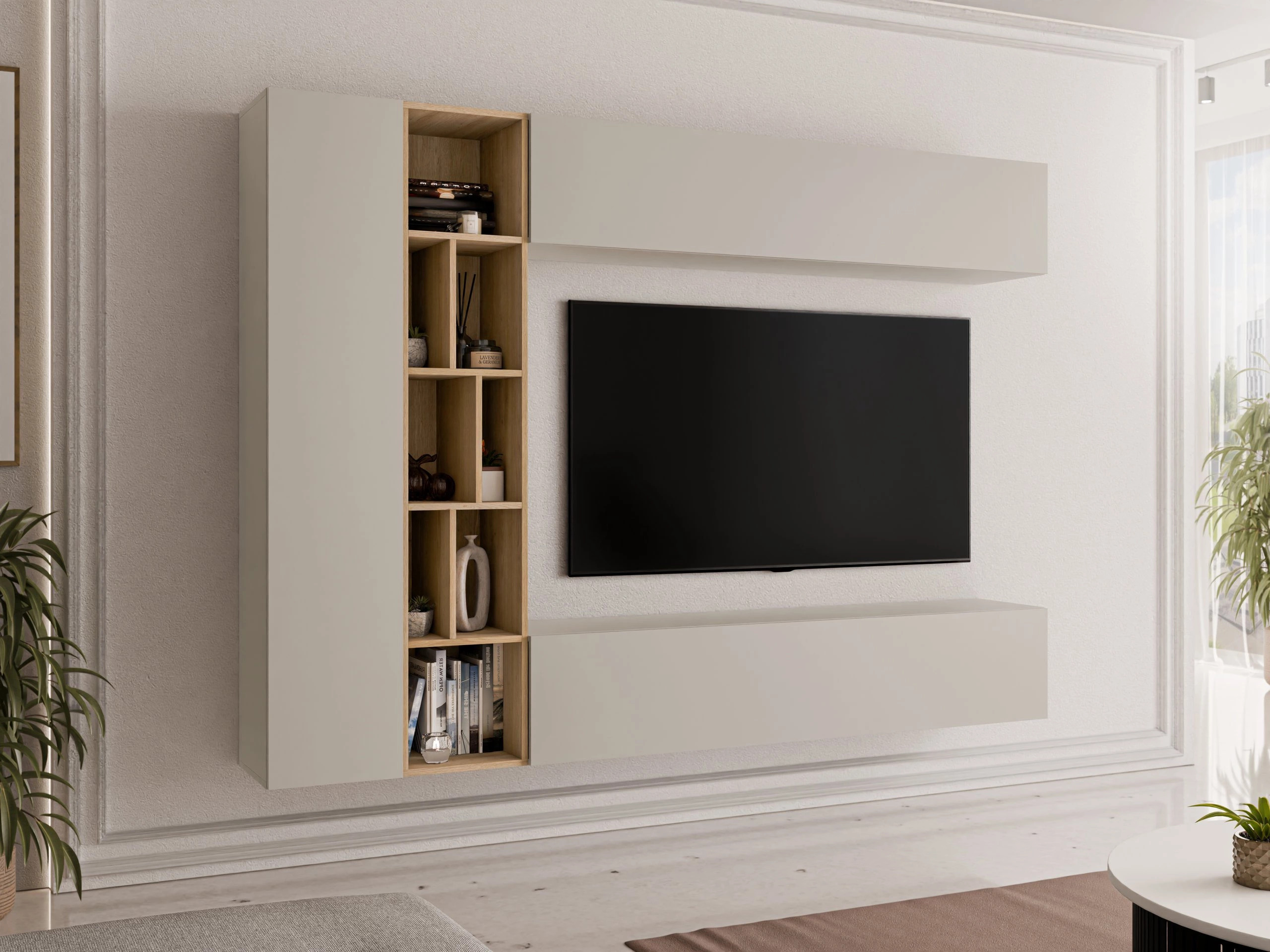 Living room set Comfivo Natura (Cashmere + Cremona oak)