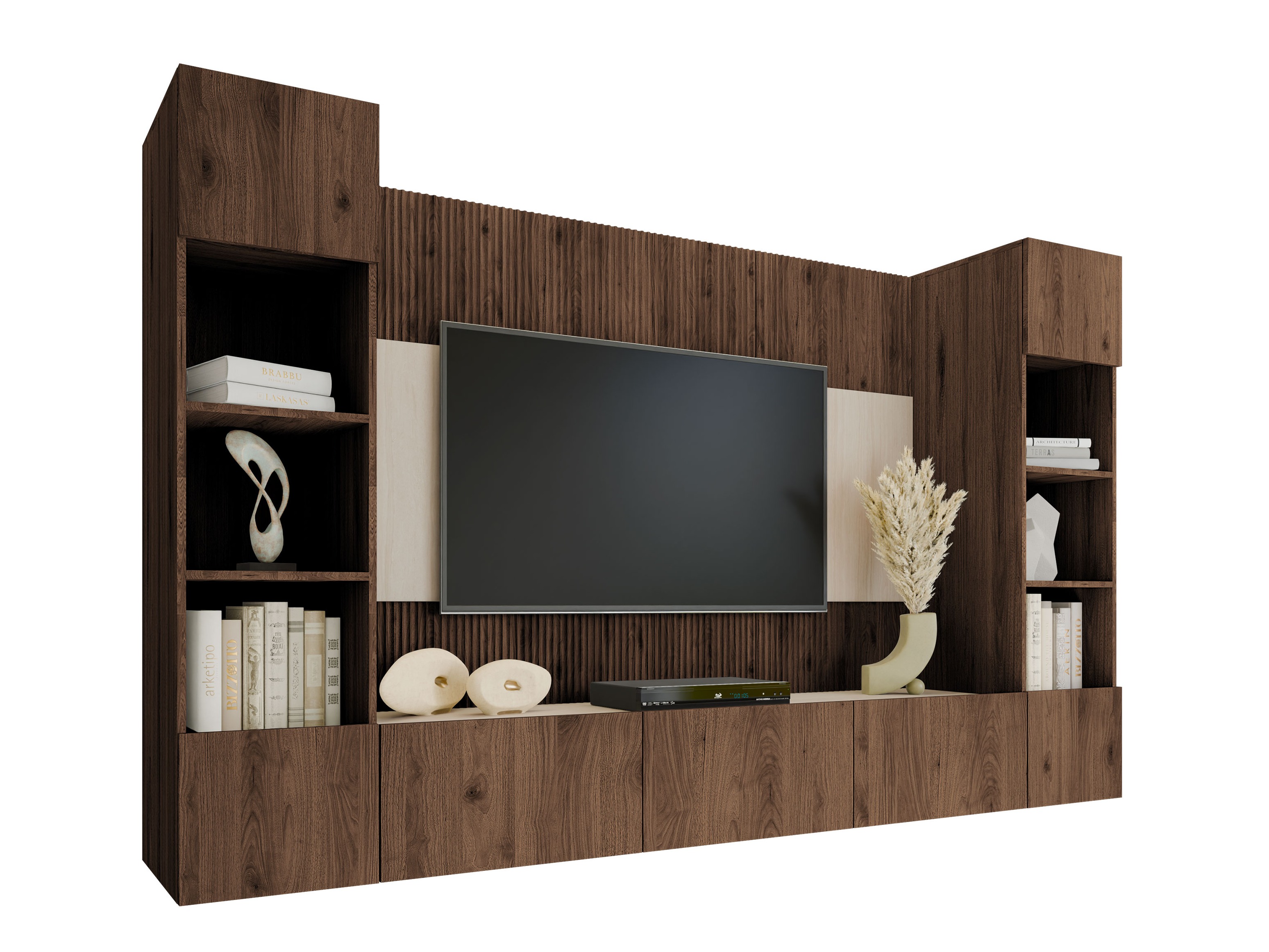 Living room set Comfivo Salix I (Walnut + Light Travertine)