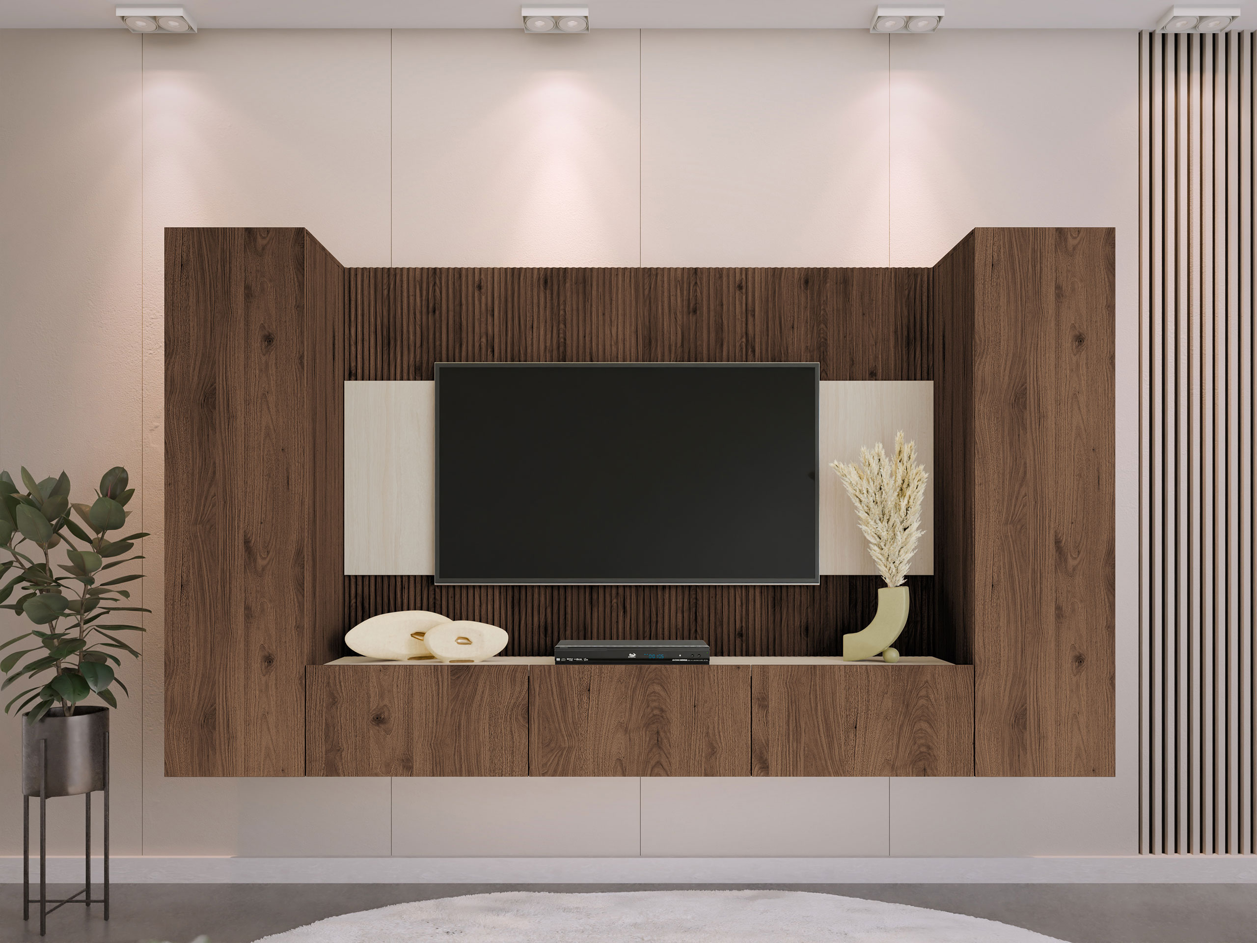 Living room set Comfivo Salix IV (Walnut + Light Travertine)