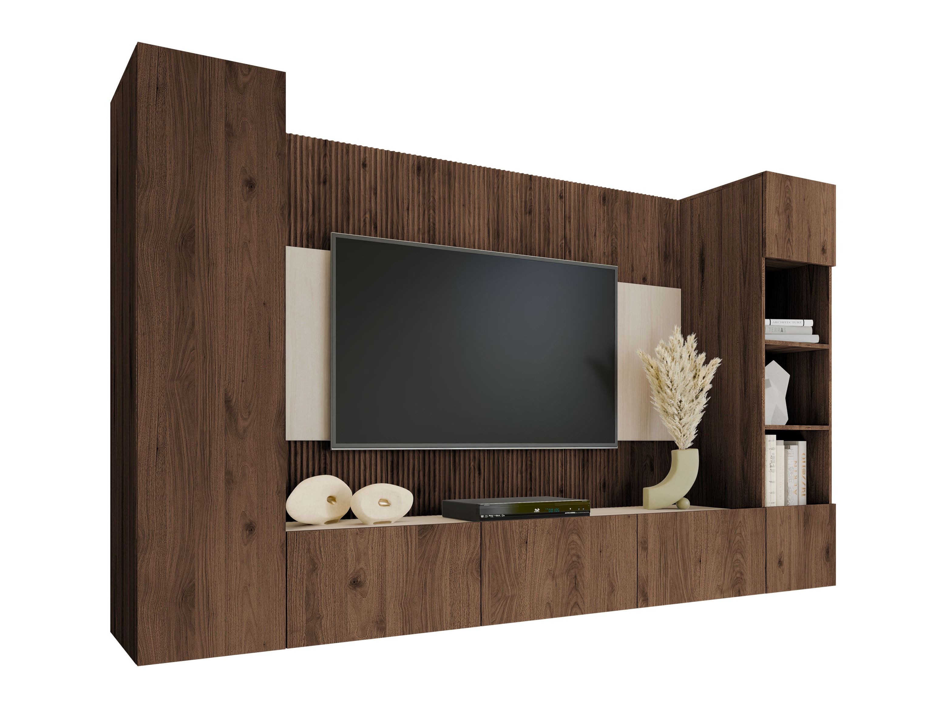 Living room set Comfivo Salix IV (Walnut + Light Travertine)
