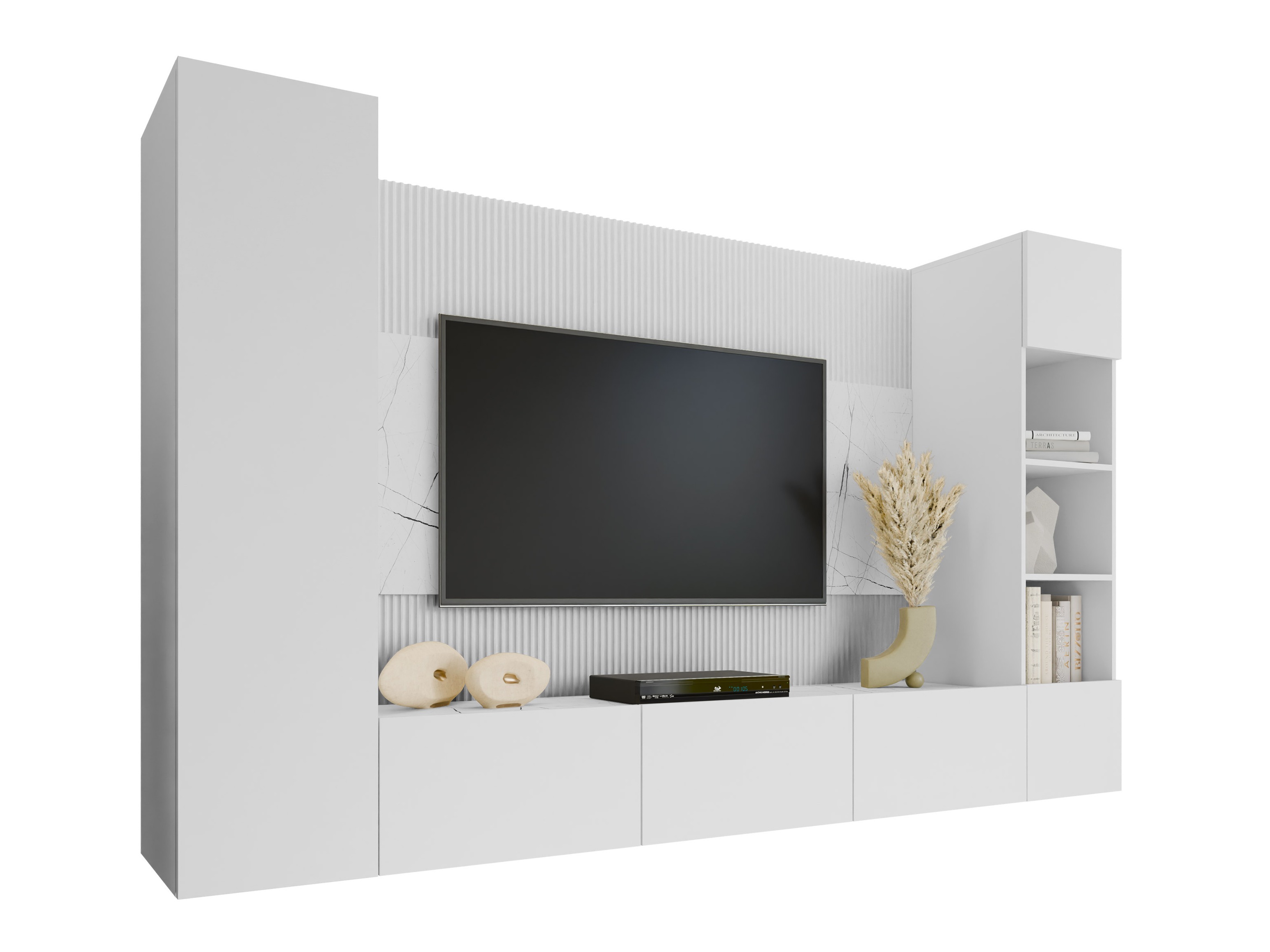 Living room set Comfivo Salix IV (White + White marble)