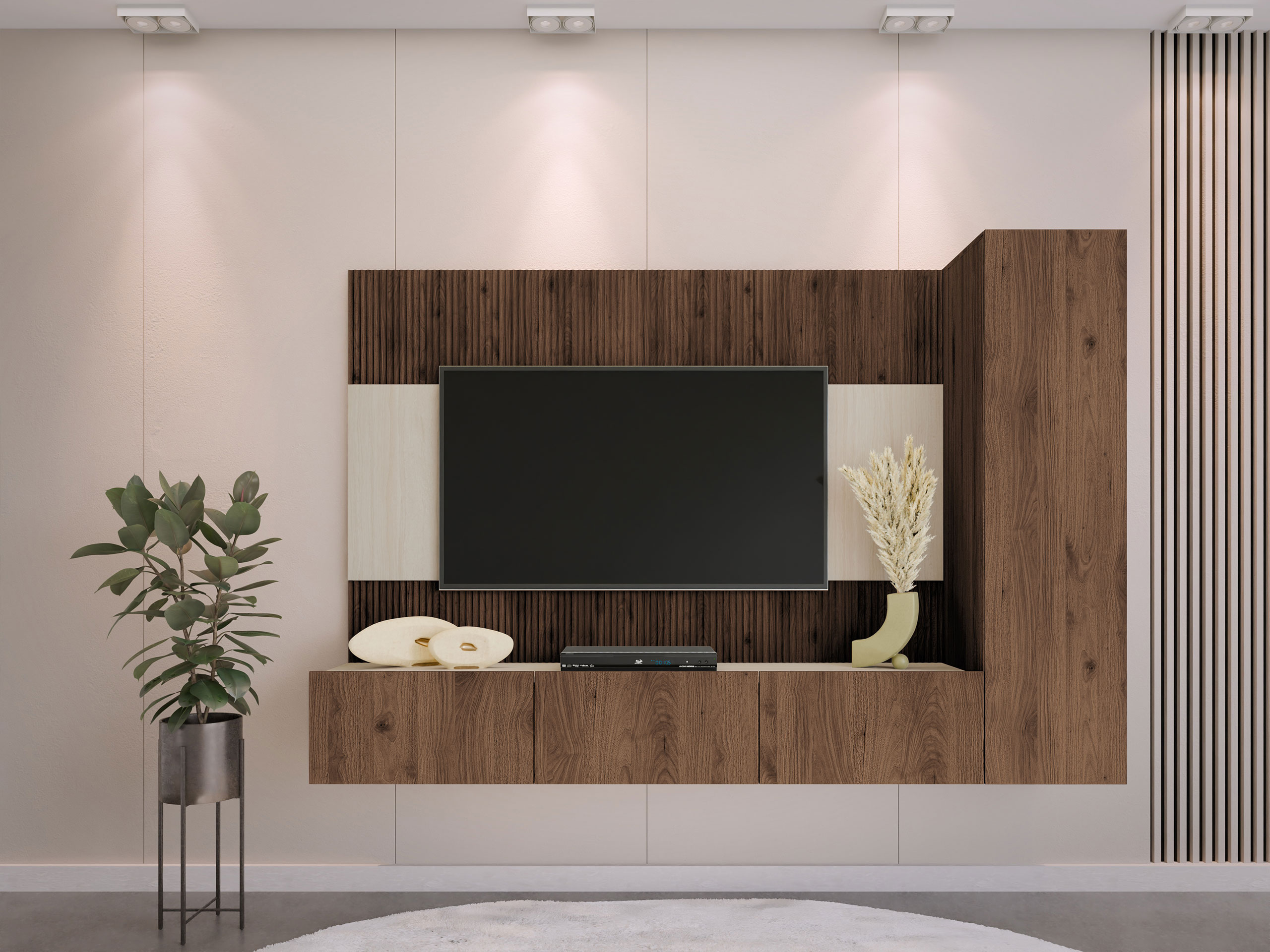 Living room set Comfivo Salix VI (Walnut + Light Travertine)