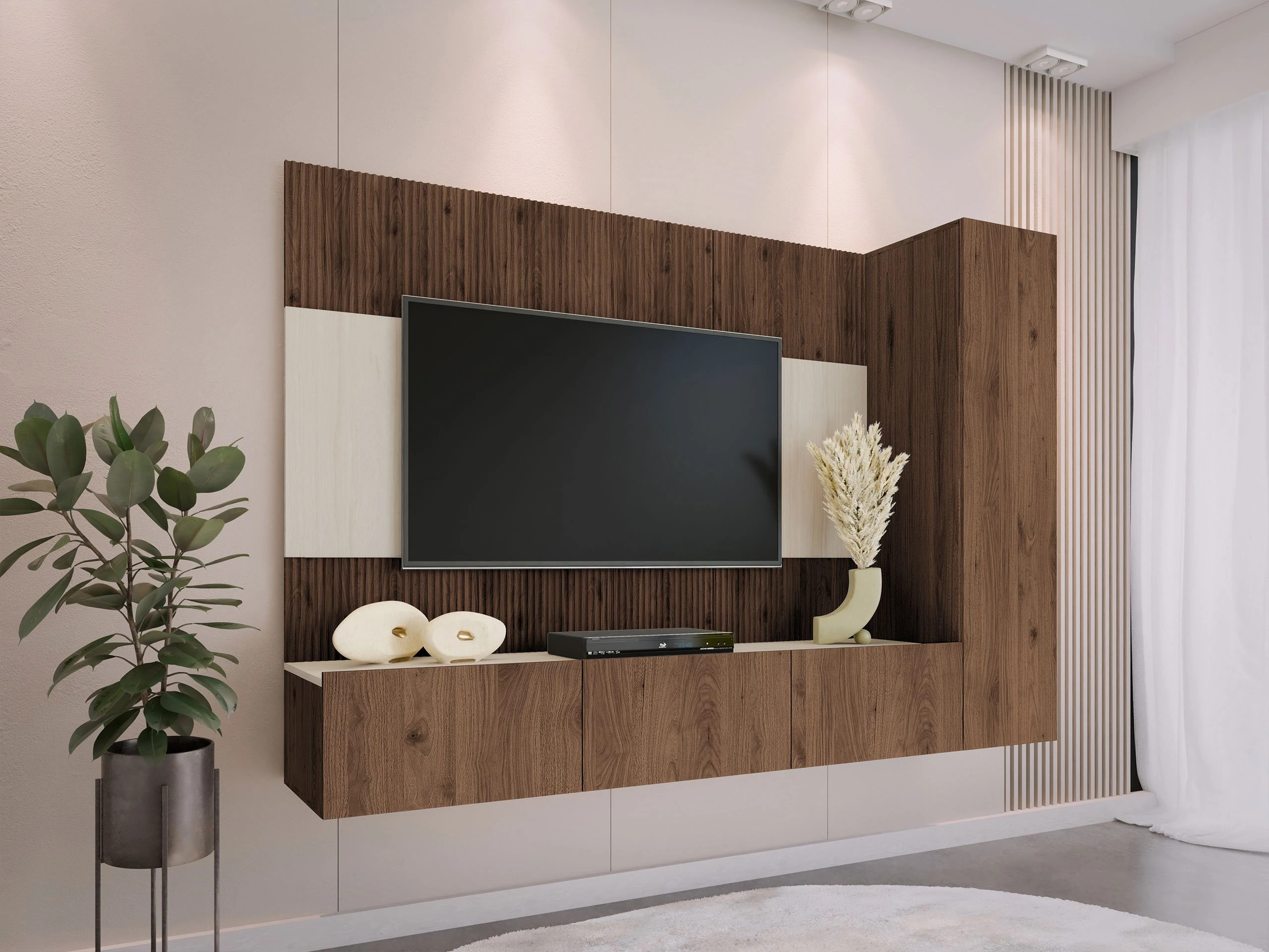 Living room set Comfivo Salix VI (Walnut + Light Travertine)