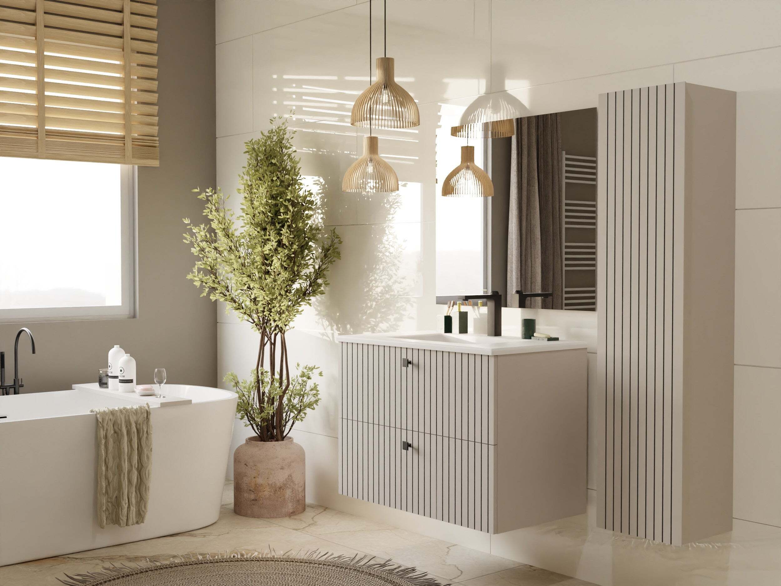 Wall-mounted bathroom cabinet for washbasin Mandeville 315 (Cashmere)