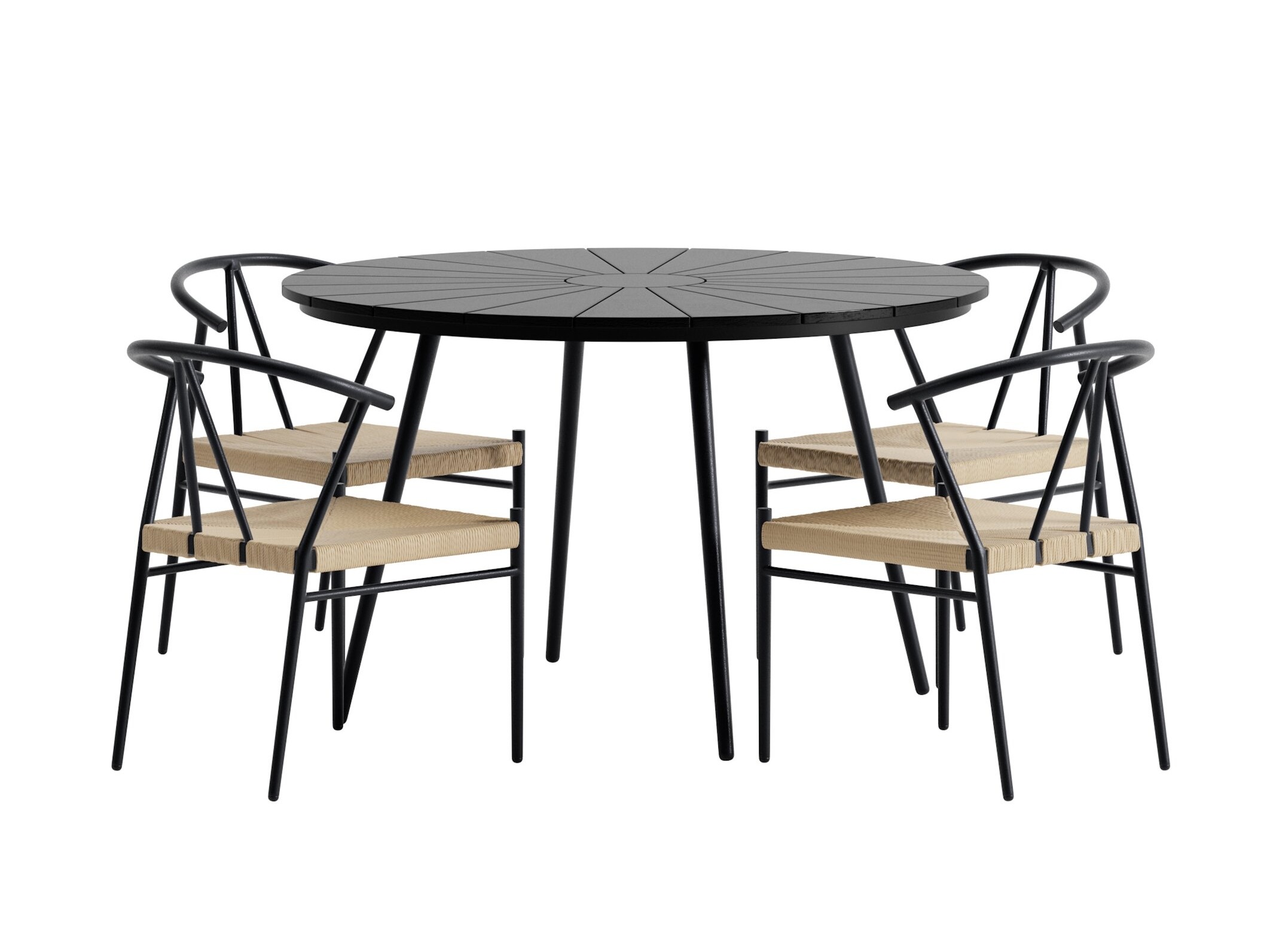 Table and chairs set Dallas 5254 (Black + beige)