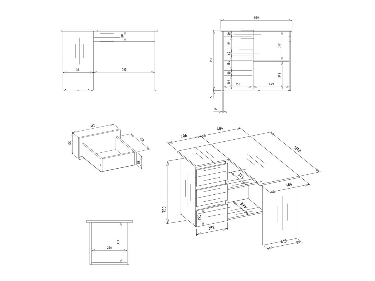 Corner desk Mandeville 365 (White)