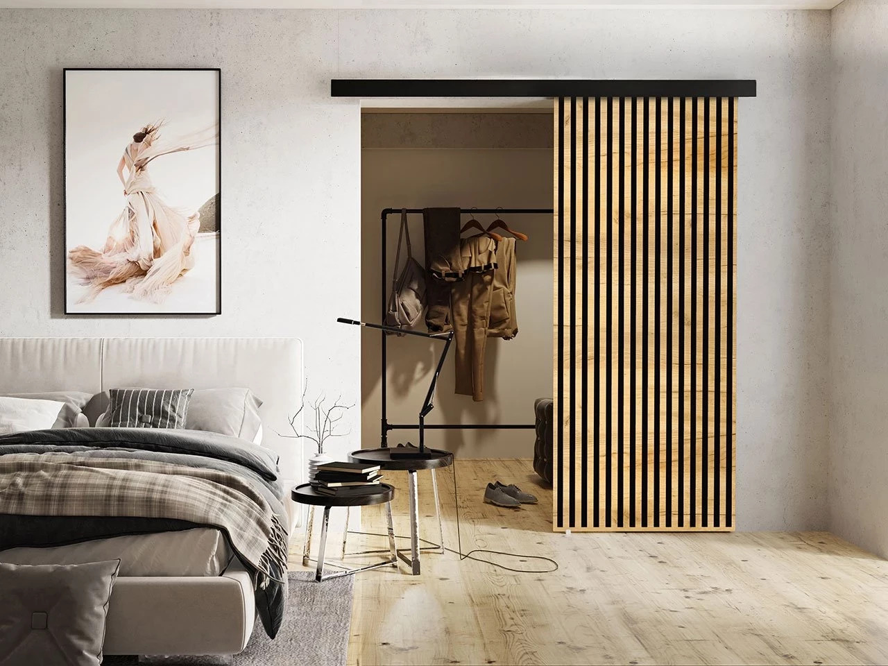 Sliding door Dover 202 (Craft golden oak + Black)