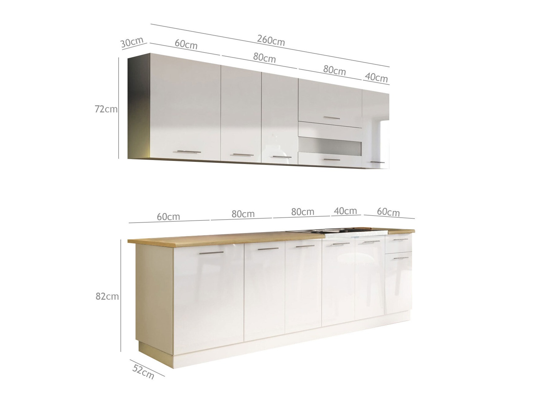 Modular kitchen set Tiffa White 121