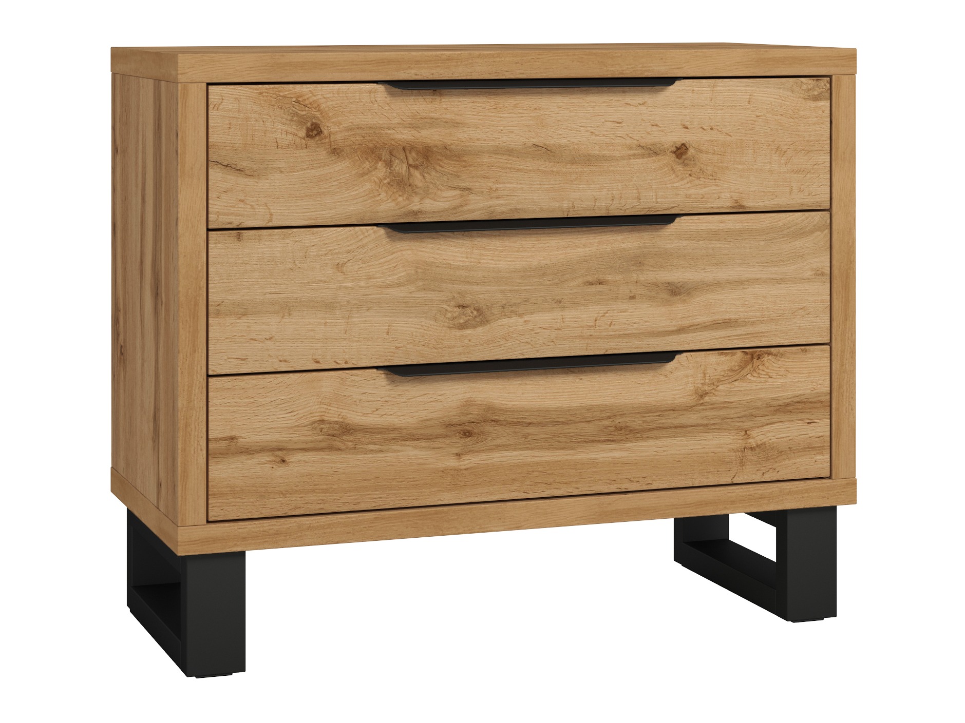 Chest of drawers Avicavu 124 (Wotan Oak + Black)