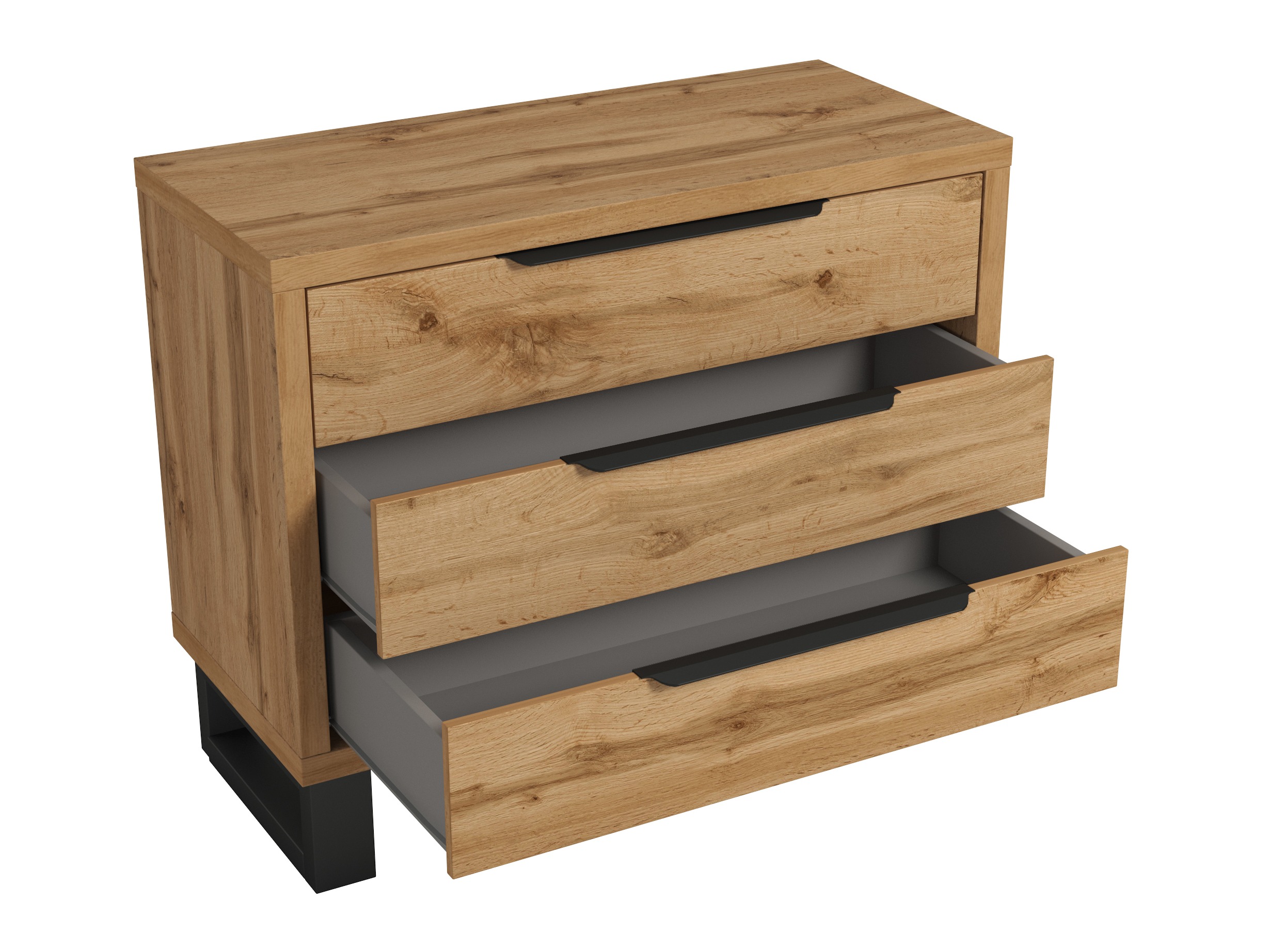 Chest of drawers Avicavu 124 (Wotan Oak + Black)