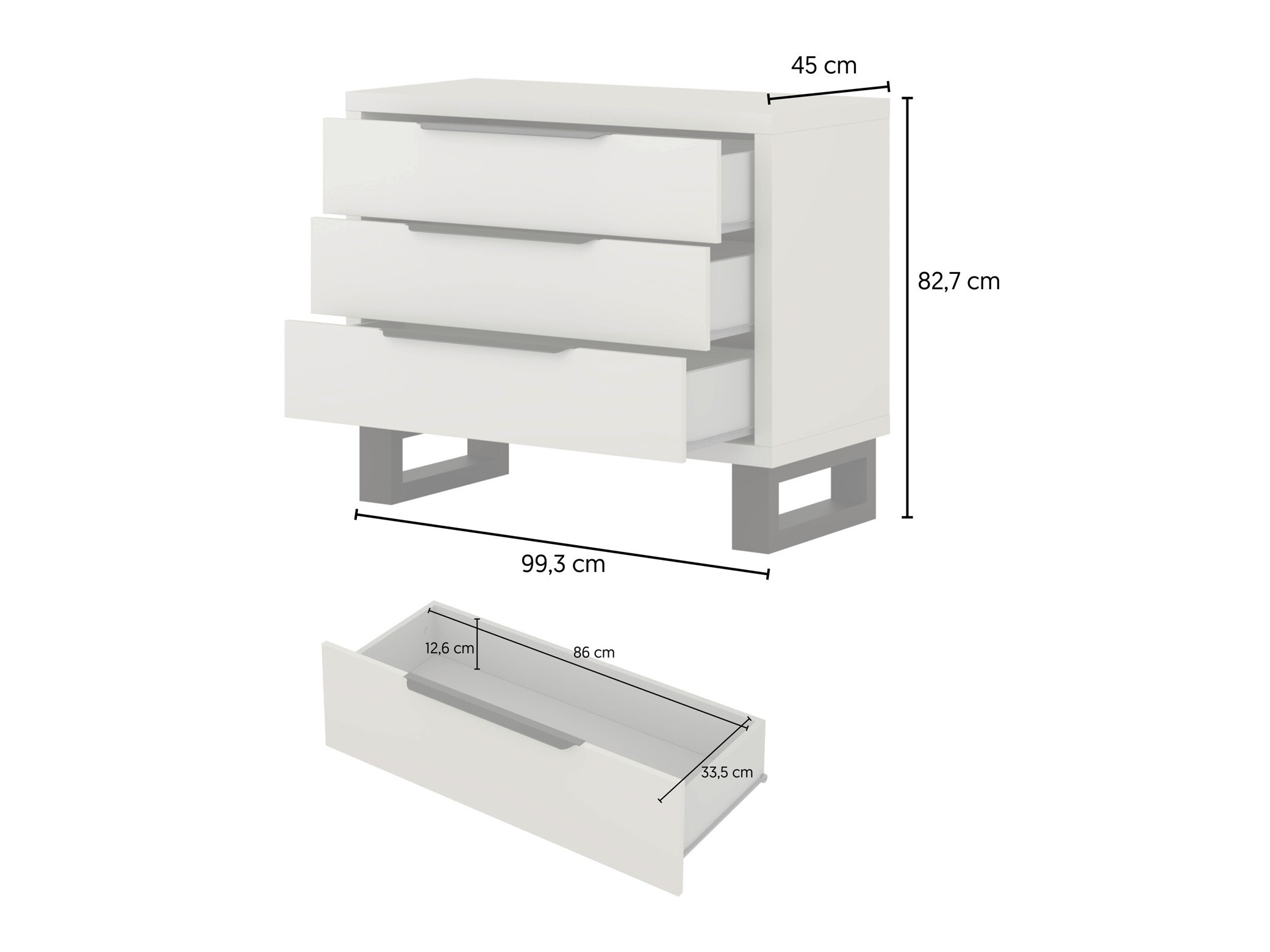Chest of drawers Avicavu 124 (Wotan Oak + Black)