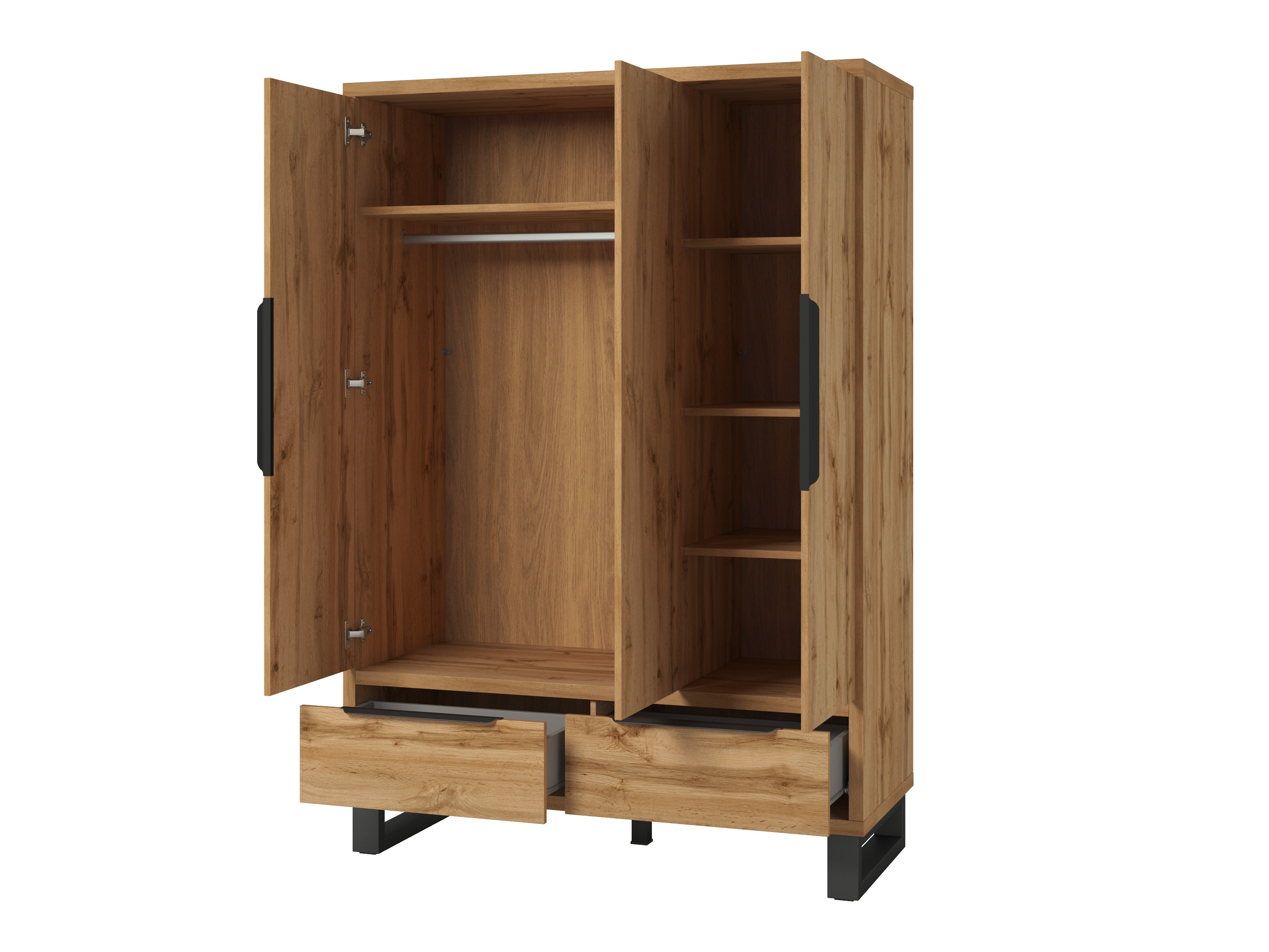 Wardrobe Avicavu 121 (Wotan Oak + Black)