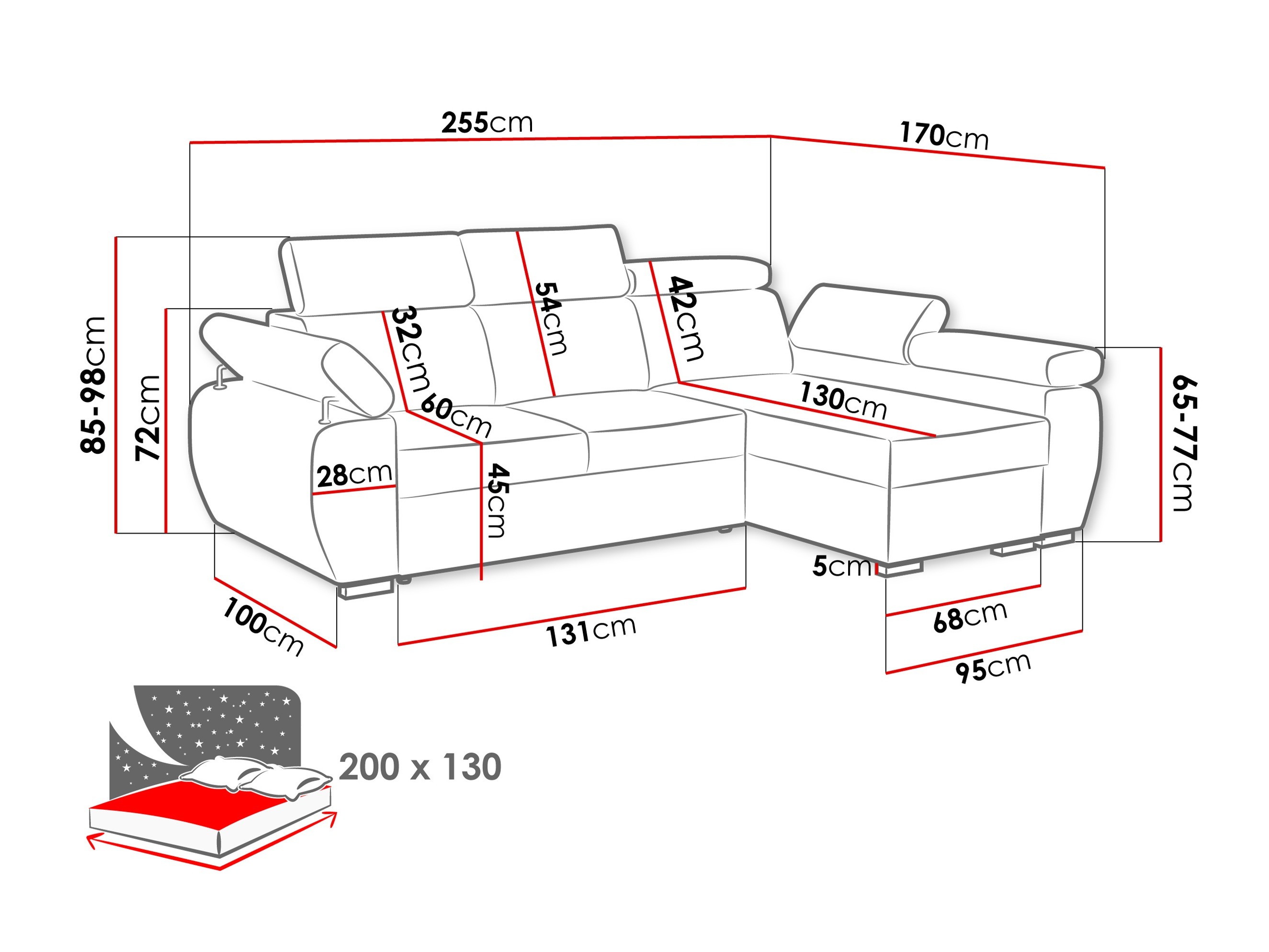 Corner sofa Columbus 132 (Flow 06)